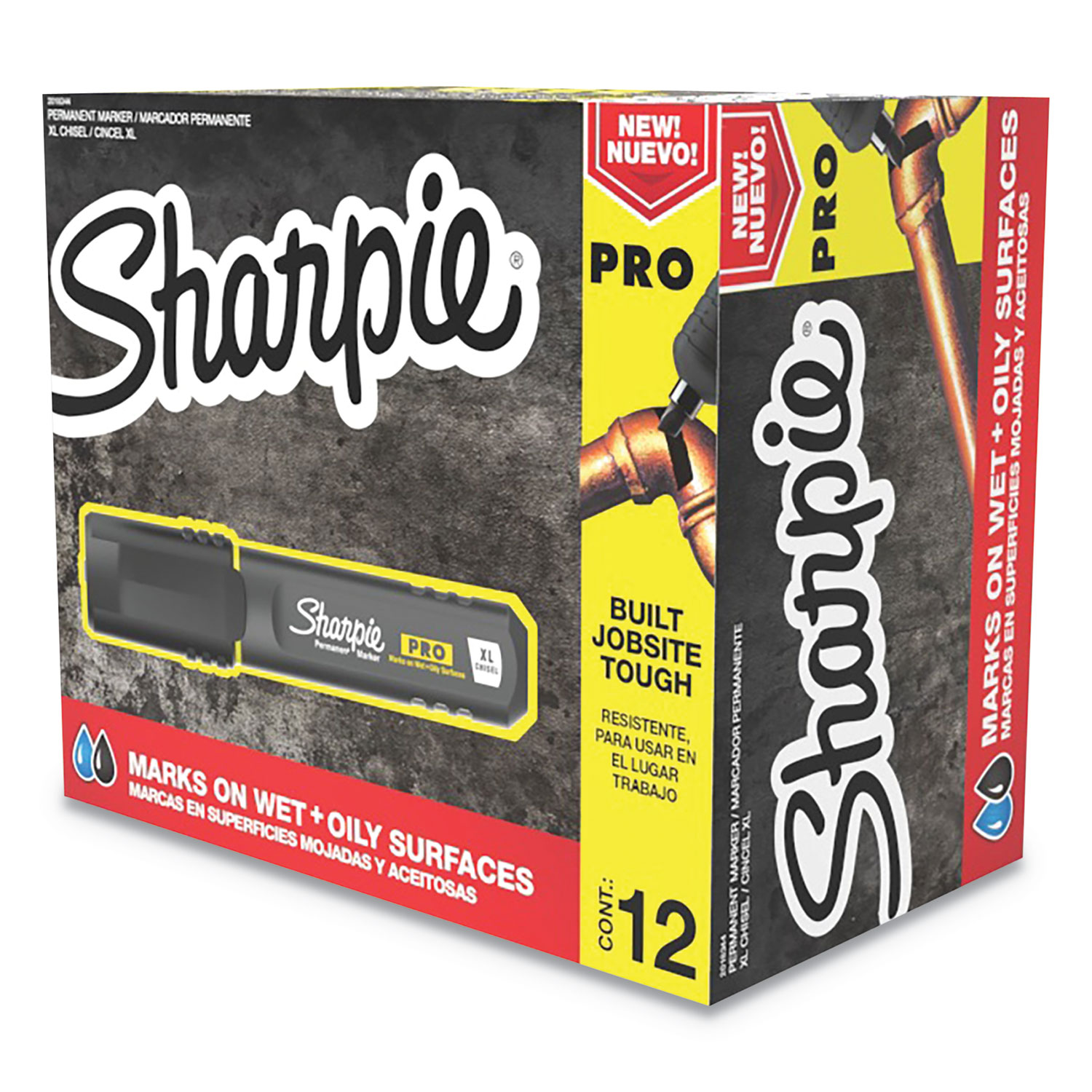  Sharpie 2018344 Pro Permanent Marker, Broad XL Chisel Tip, Black, Dozen (SAN2018344) 