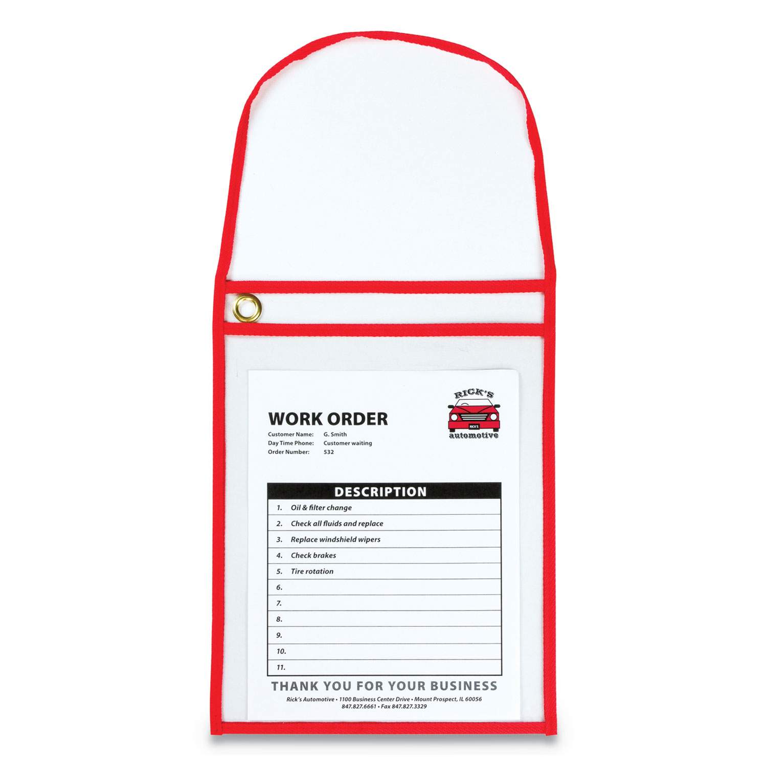  C-Line 41924 1-Pocket Shop Ticket Holder w/Strap and Red Stitching, 75-Sheet, 9 x 12, 15/Box (CLI41924) 