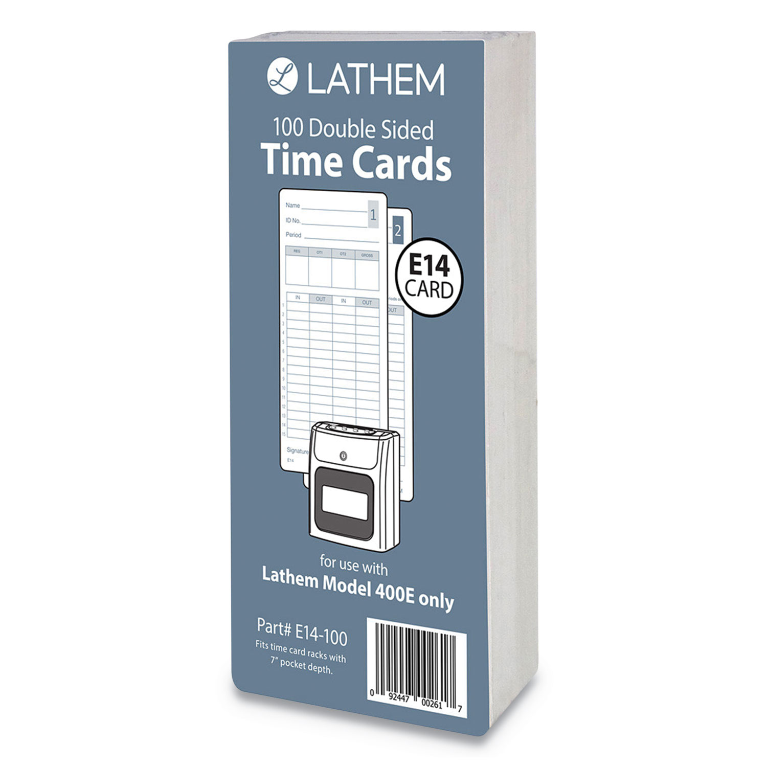  Lathem Time E14-100 E14-100 Time Cards, Bi-Weekly/Monthly/Semi-Monthly/Weekly, Two Sides, 7 (LTHE14100) 
