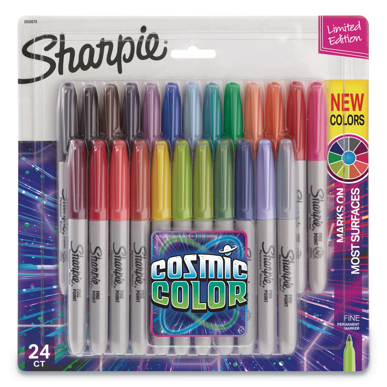  Sharpie 2033573 Cosmic Color Permanent Markers, Medium Bullet Tip, Assorted Colors, 24/Pack (SAN2033573) 