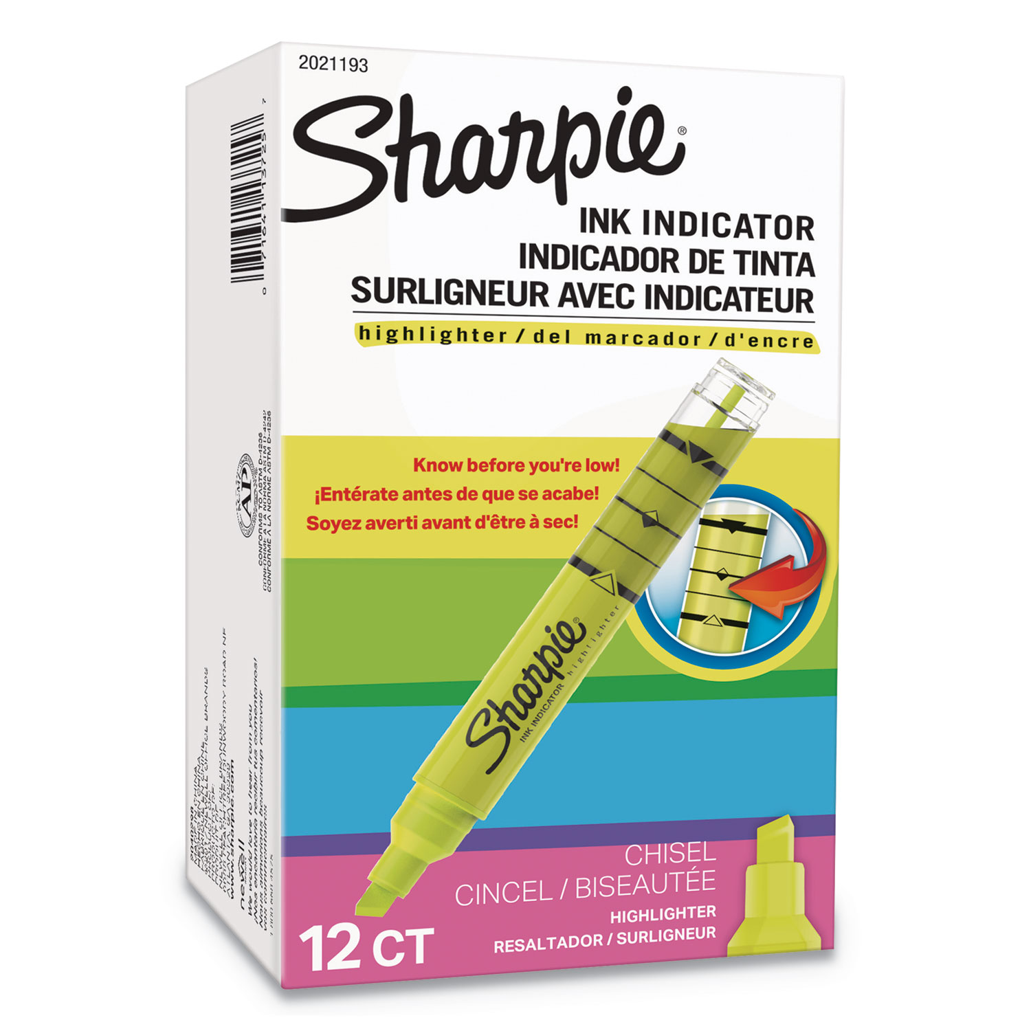  Sharpie 2021193 Ink Indicator Tank Chisel Tip Highlighters, Chisel Tip, Fluorescent Yellow, Dozen (SAN2021193) 