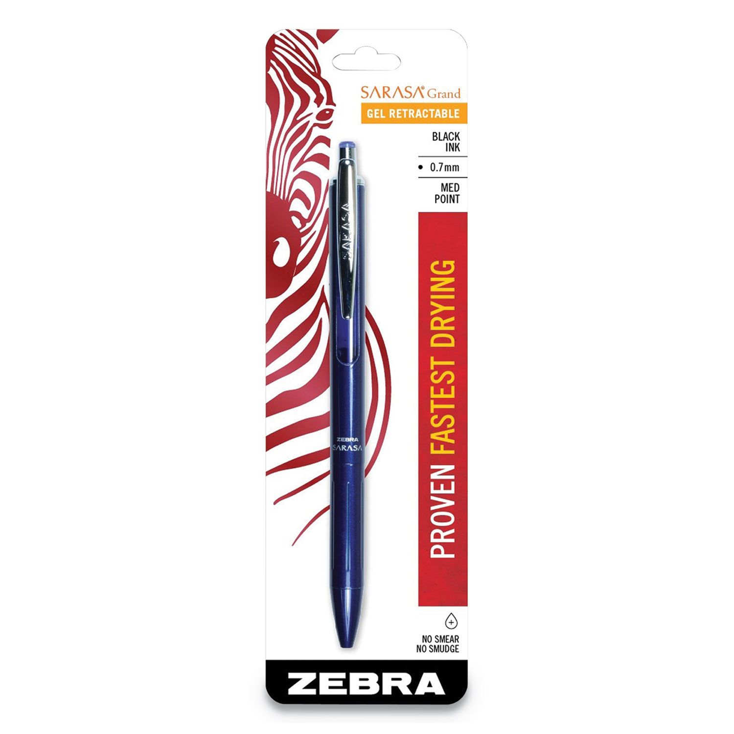  Zebra 45211 Sarasa Grand Retractable Gel Pen, Medium 0.7mm, Black Ink, Navy Barrel (ZEB45211) 