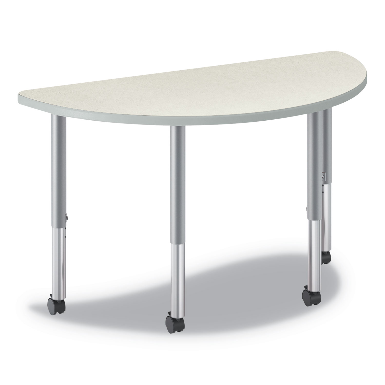 Build Half Round Shape Table Top, 60w x 30d, Silver Mesh