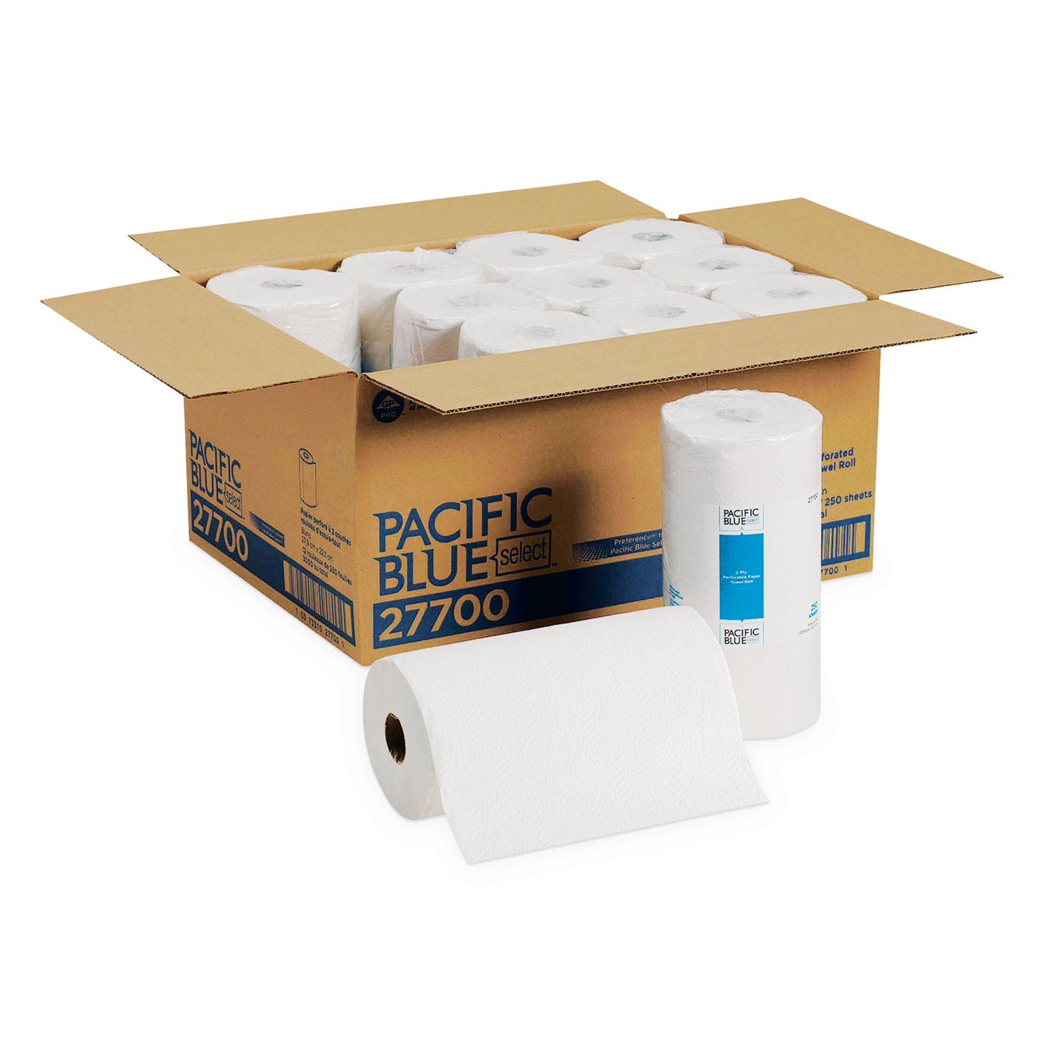  Georgia Pacific Professional 27700 Pacific Blue Select Perforated Paper Towel, 8 4/5x11, White, 250/Roll, 12 RL/CT (GPC27700) 
