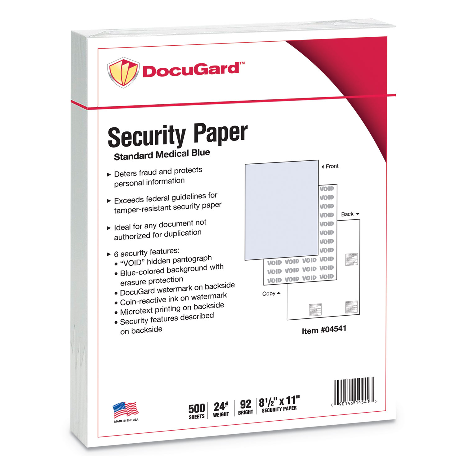  DocuGard 04541 Medical Security Papers, 24lb, 8.5 x 11, Blue, 500/Ream (PRB04541) 