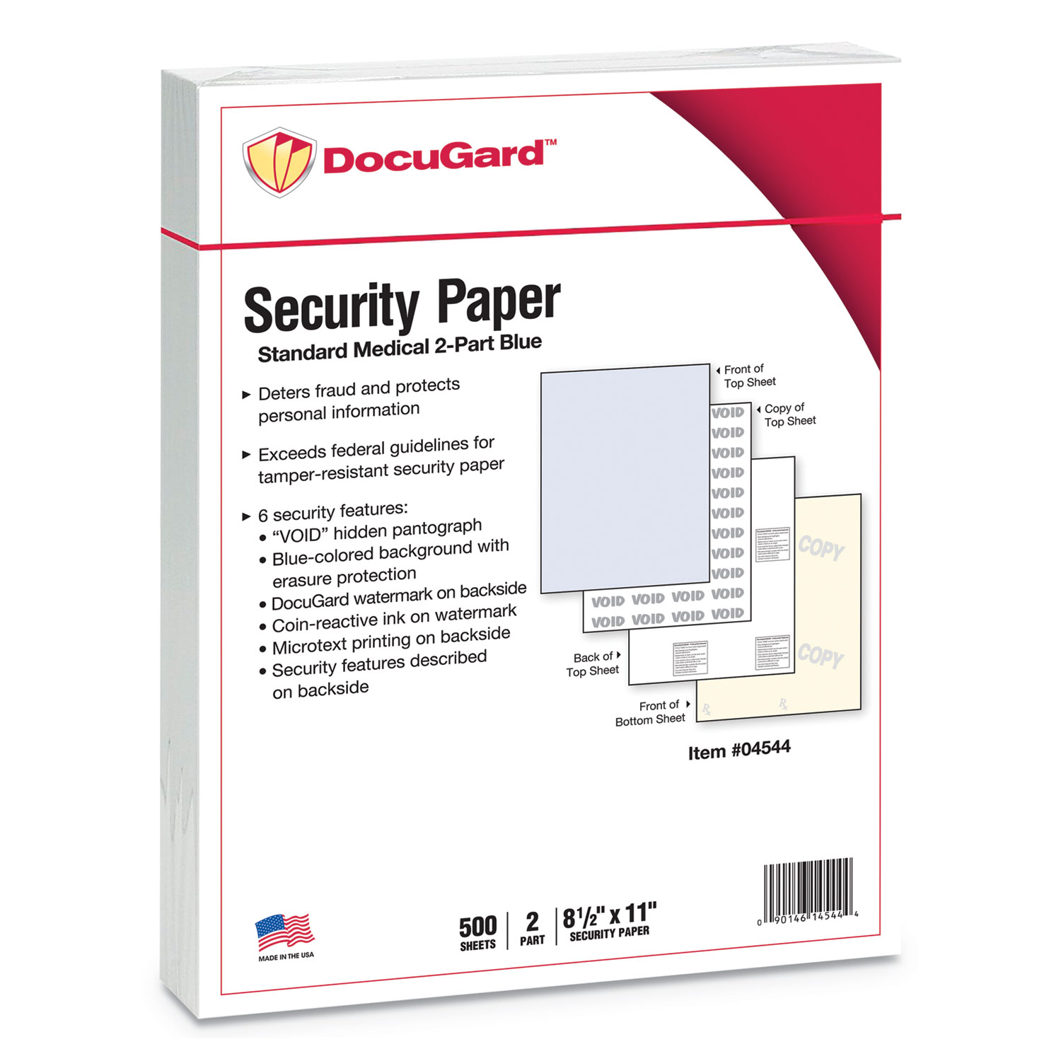  DocuGard 04544 Medical Security Papers, 32lb, 8.5 x 11, Blue/Canary, 250/Pack (PRB04544) 