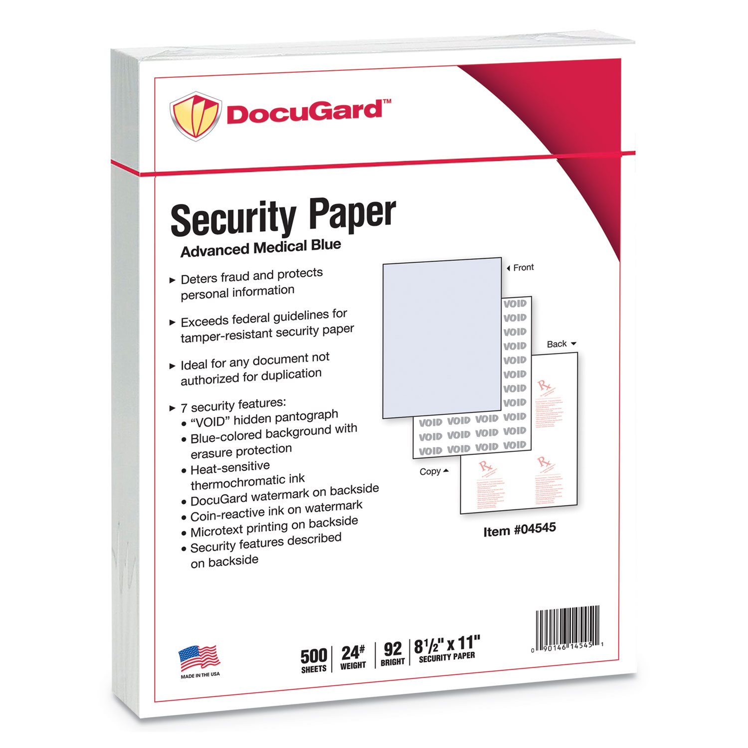  DocuGard 04545 Medical Security Papers, 24lb, 8.5 x 11, Blue, 500/Ream (PRB04545) 
