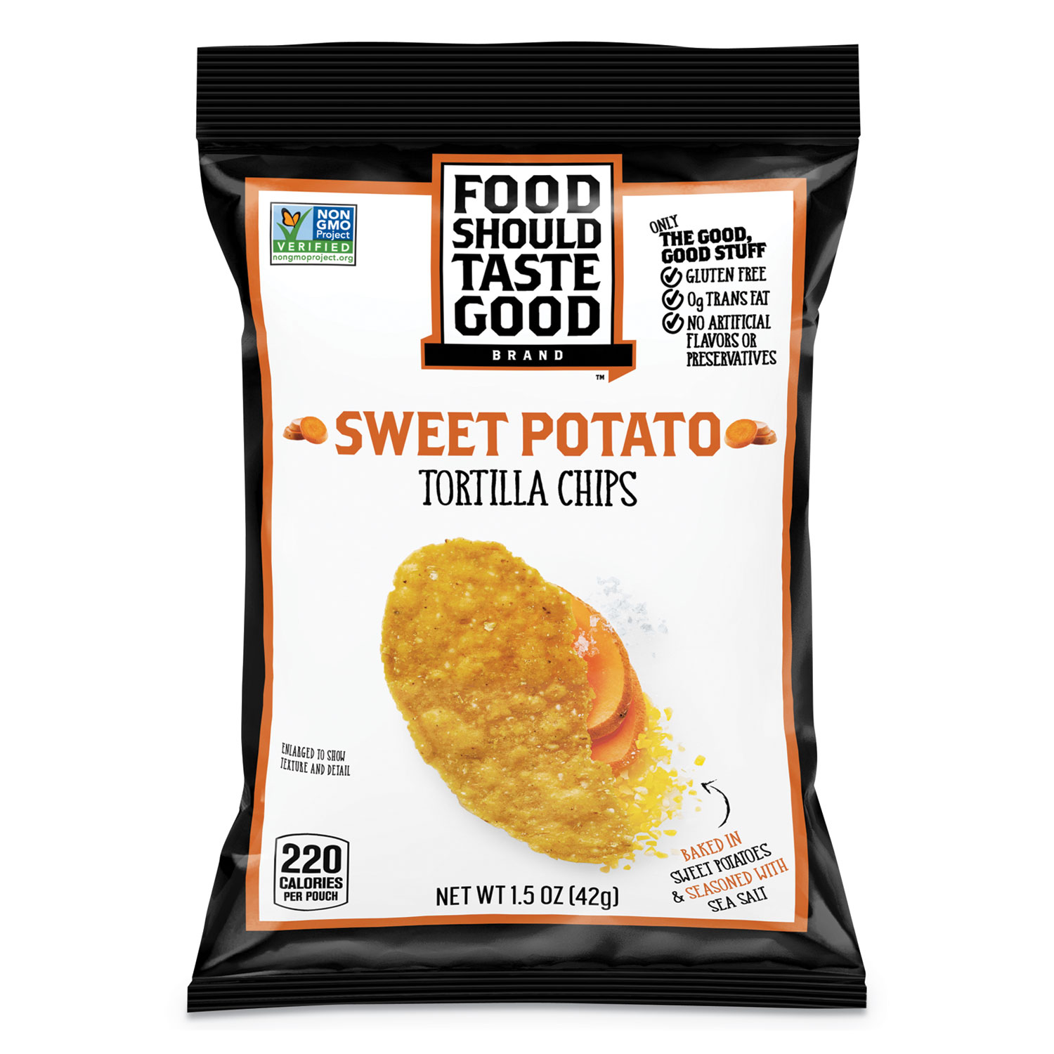  Food Should Taste Good GEM81237 Tortilla Chips, Sweet Potato with Sea Salt, 1.5 oz, 24/Carton (AVT81237) 