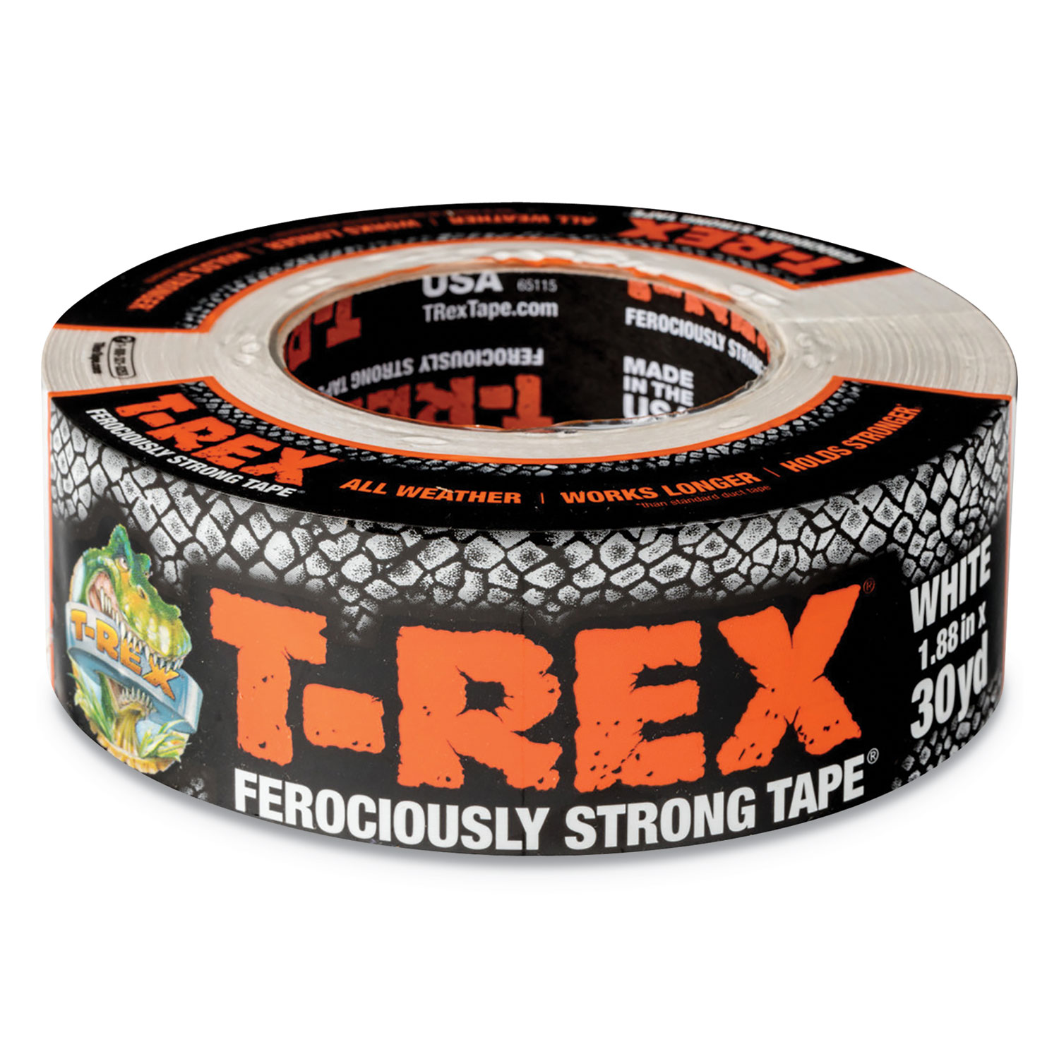  T-REX 241534 Duct Tape, 3 Core, 1.88 x 30 yds, White (DUC241534) 