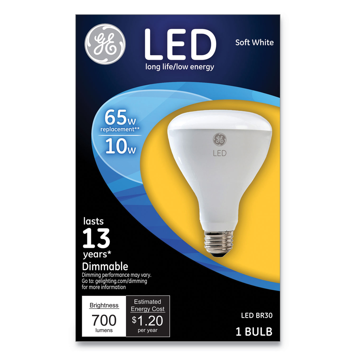  GE 40893 LED BR30 Dimmable Soft White Flood Light Bulb, 10 W (GEL40893) 