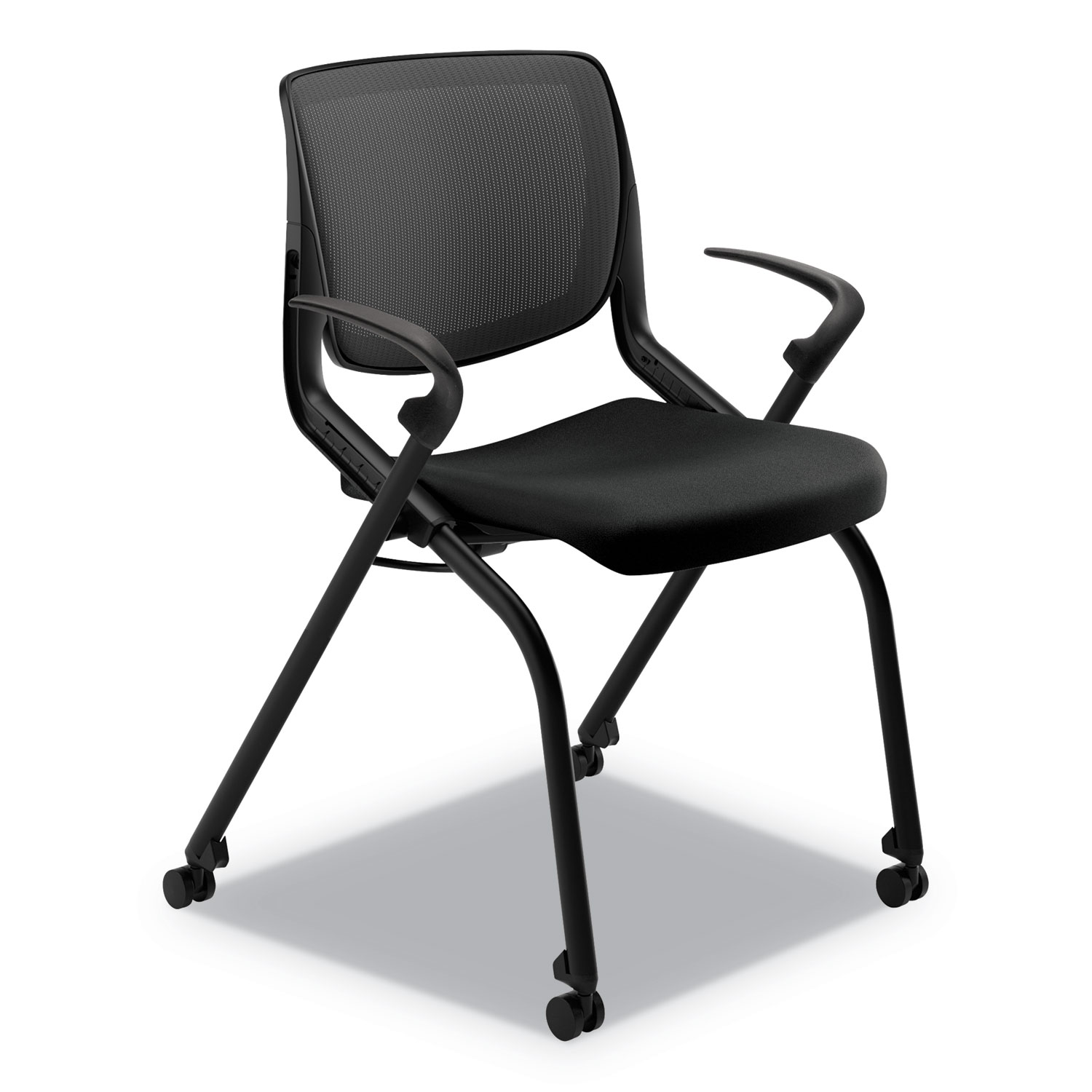  HON HMN2.F.H.IM.ON.CU10.BLCK Motivate Nesting/Stacking Flex-Back Chair, Onyx Seat/Black Back, Black Base (HONMN204ONCU10B) 