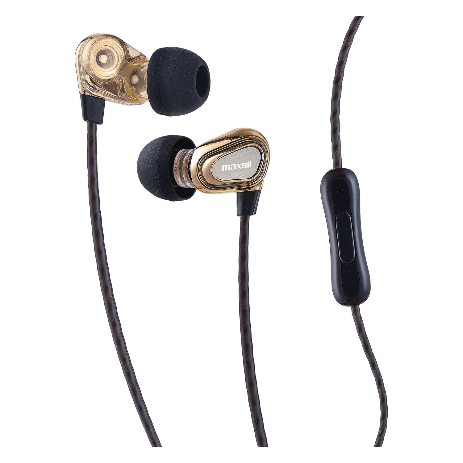  Maxell 199771 Dual Driver Earbuds with MIC, Gold (MAX199771) 