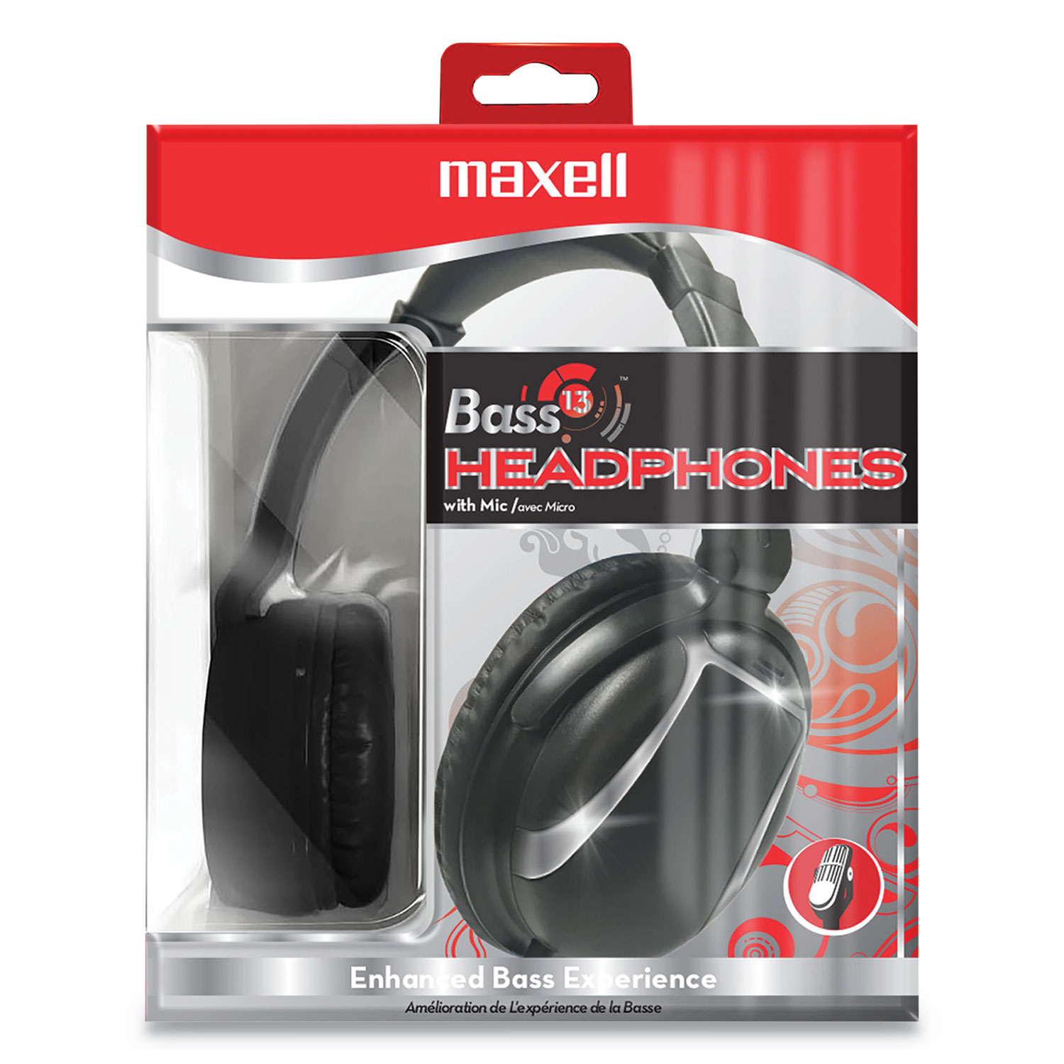 Bass 13 Headphone with Mic, 4 ft Cord, Black - Georgia Industries