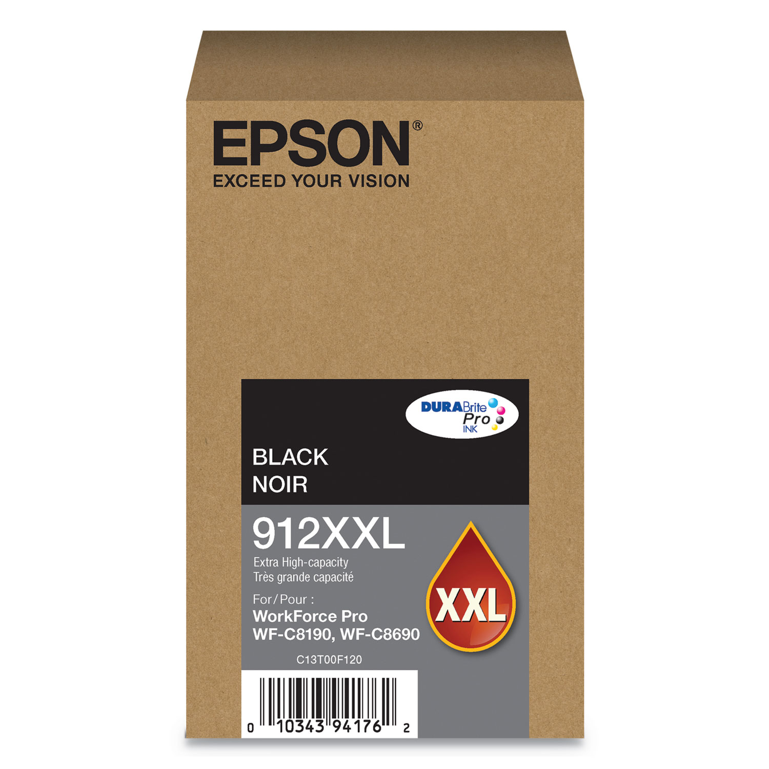  Epson T912XXL120 T912XXL120 (912XXL) DURABrite Pro Extra High-Yield Ink, 11500 Page-Yield, Black (EPST912XXL120) 