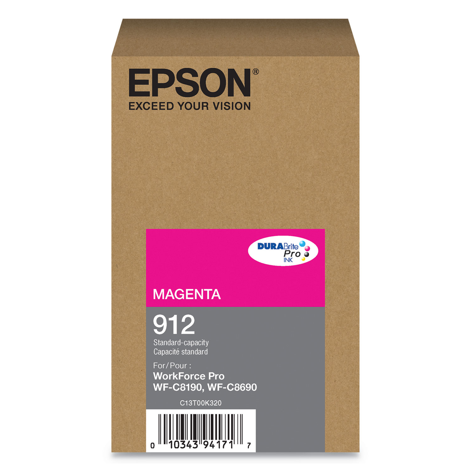  Epson T912320 T912320 (912) DURABrite Pro Ink, 1700 Page-Yield, Magenta (EPST912320) 