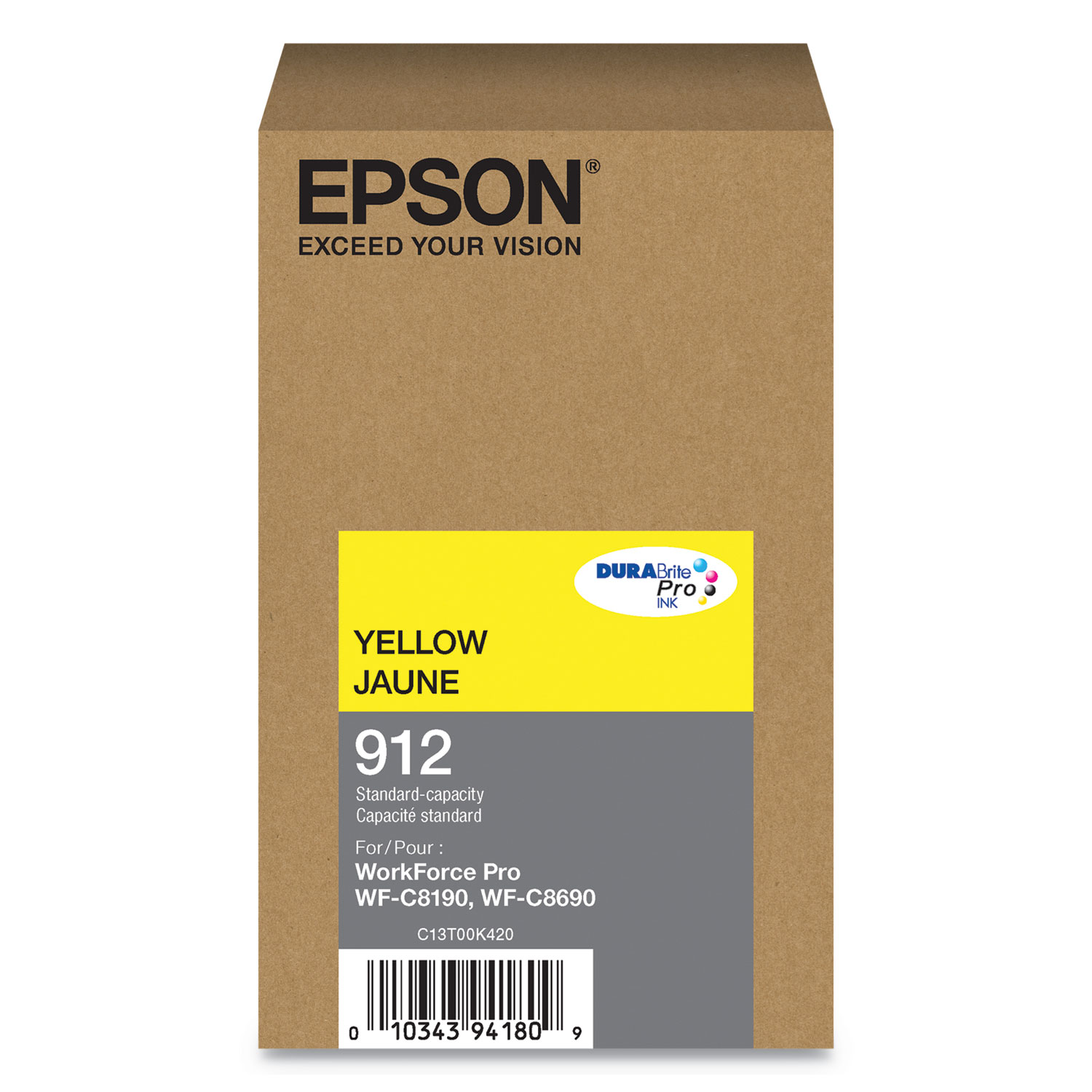  Epson T912420 T912420 (912) DURABrite Pro Ink, 1700 Page-Yield, Yellow (EPST912420) 