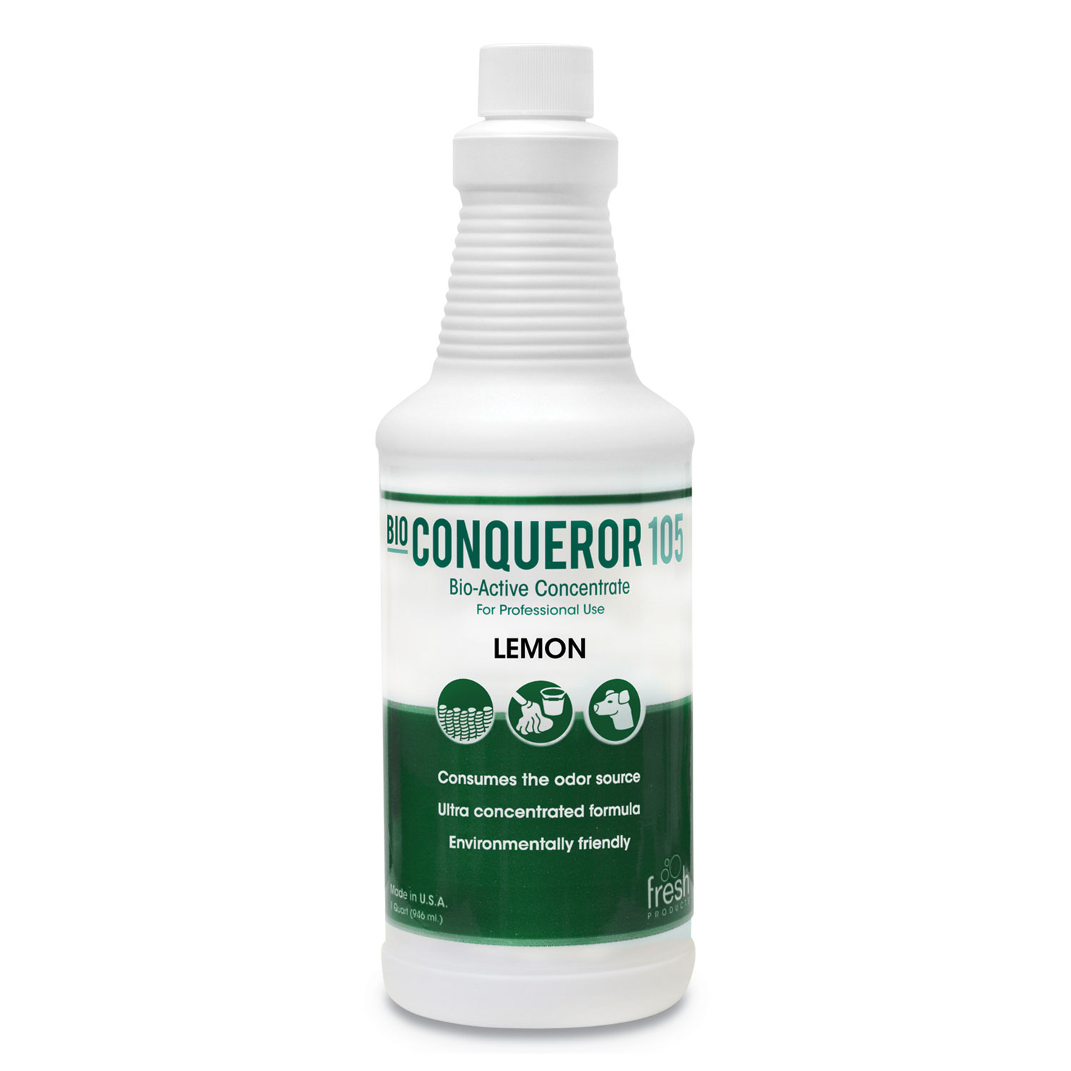  Fresh Products 105Q-F-000I012M-10 Bio Conqueror 105 Enzymatic Odor Counteractant Concentrate, Citrus, 32 oz, 12/Carton (FRS1232BWBCT) 