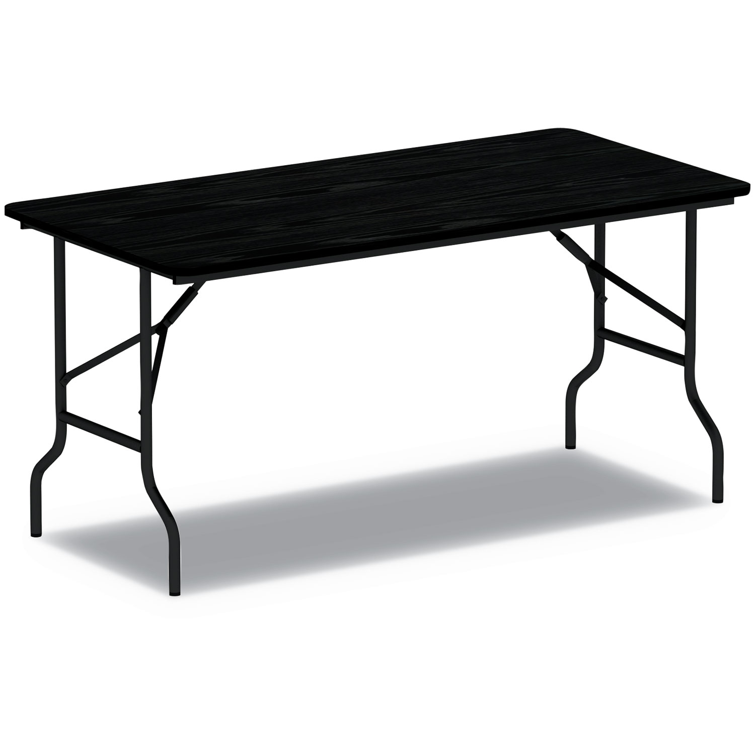 Wood Folding Table, 60w x 30d x 29h, Black
