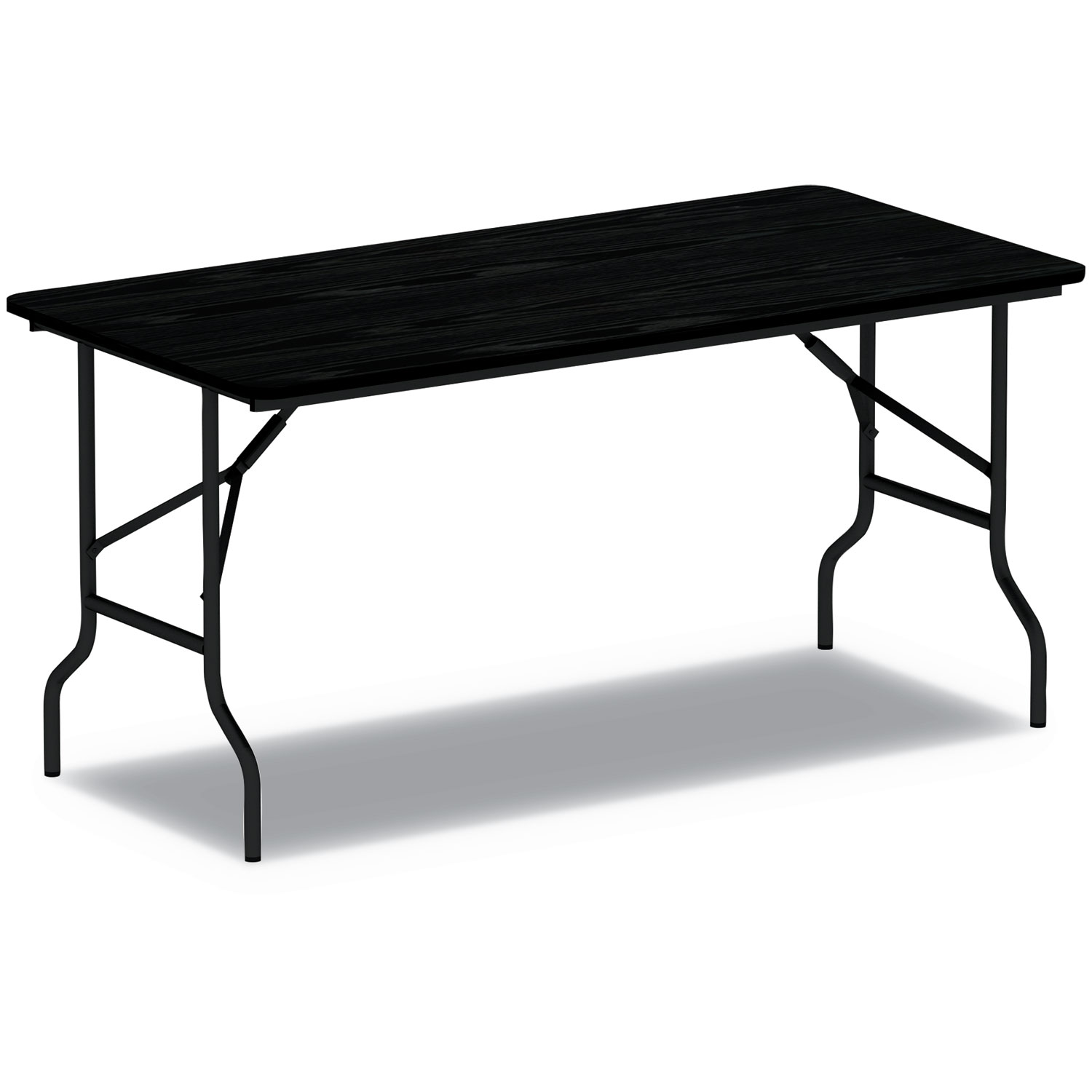 Wood Folding Table, Rectangular, 95.88w x 29.88d x 29.13h, Black - Zerbee