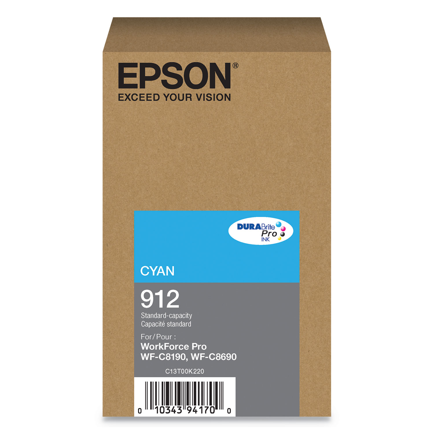  Epson T912220 T912220 (912) DURABrite Pro Ink, 1700 Page-Yield, Cyan (EPST912220) 