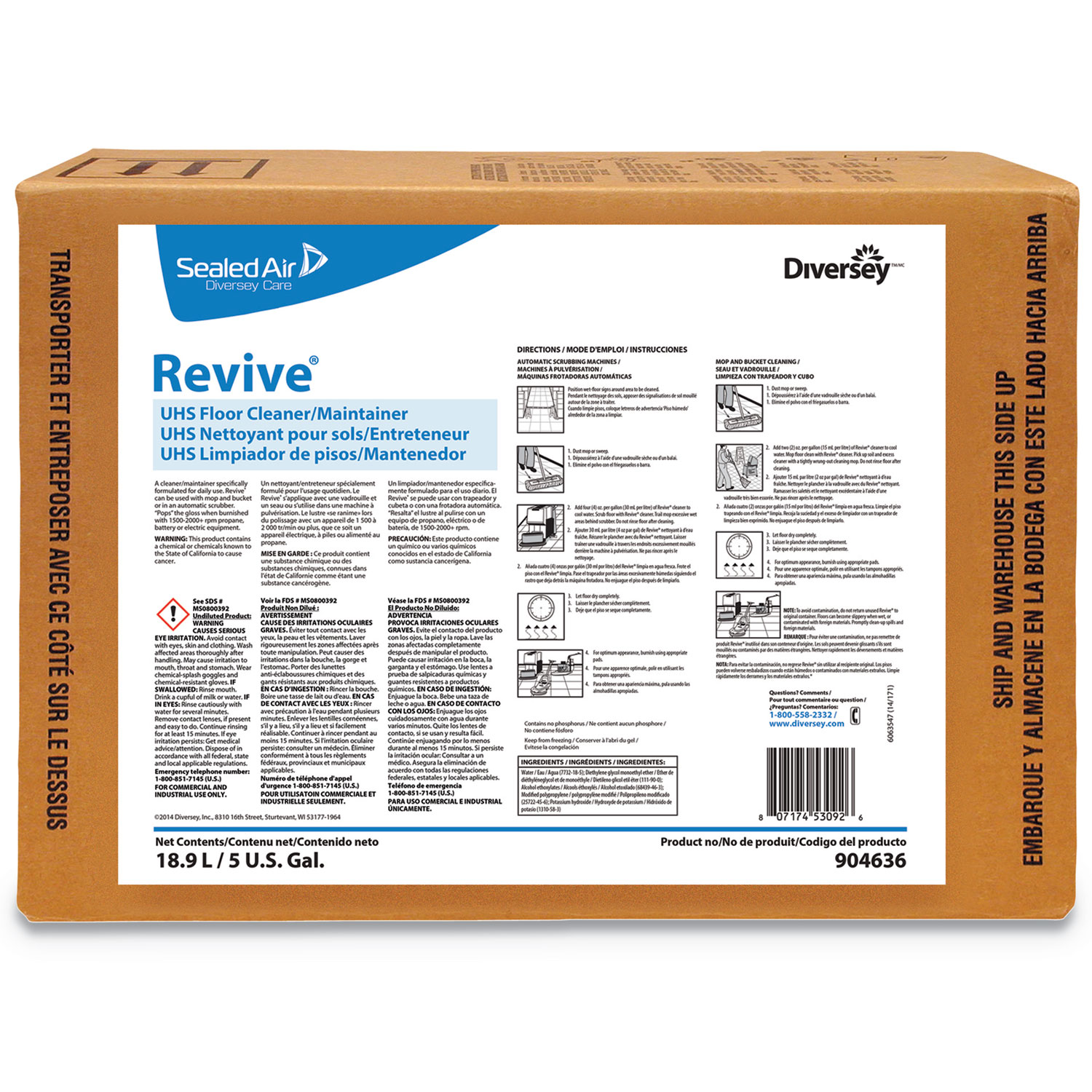 Revive UHS Floor Cleaner/Maintainer, Sweet Scent, 5 gal Box