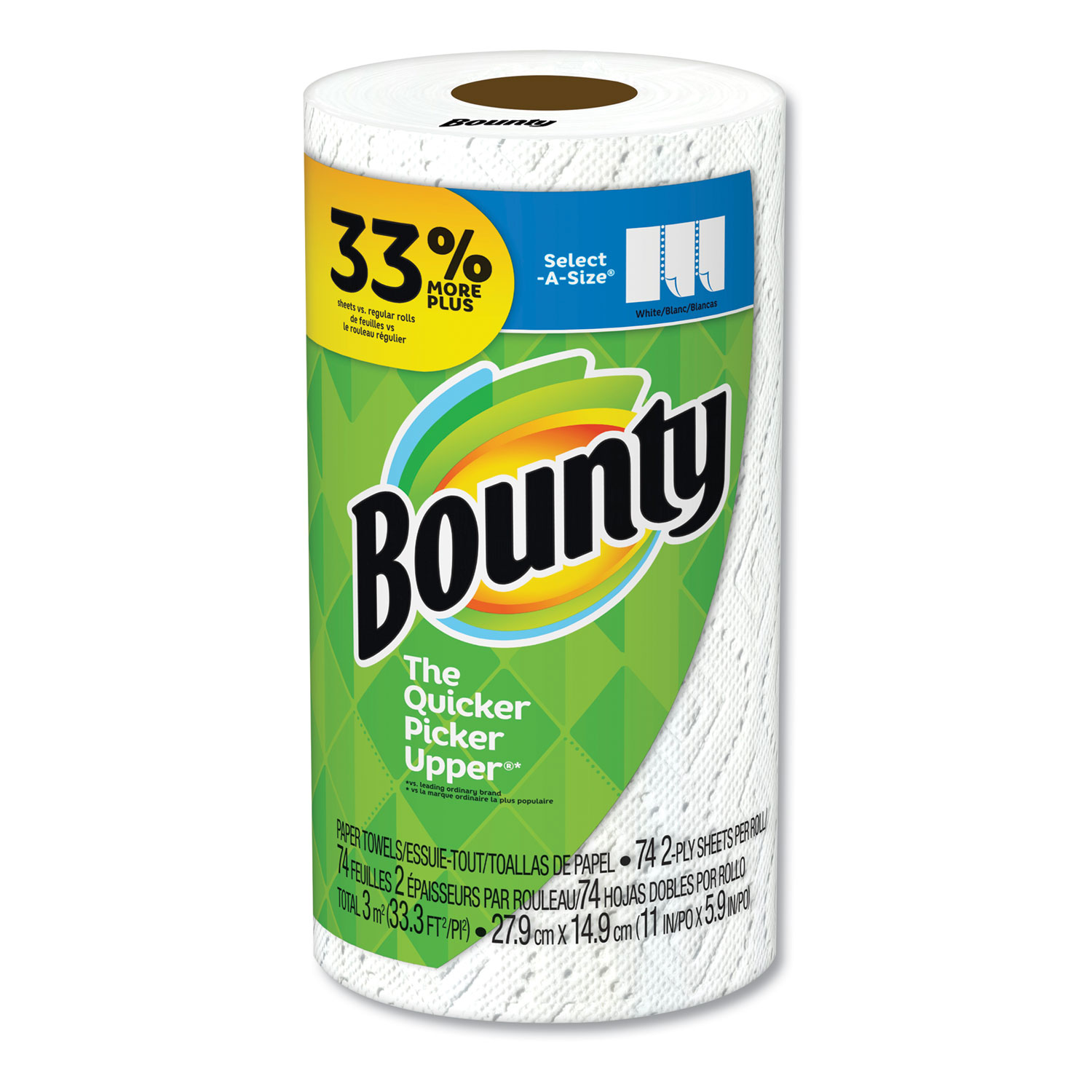  Bounty 76227RL Select-a-Size Paper Towels, 2-Ply, 11 x 5.9, 74 Wipes/Pack (PGC76227RL) 