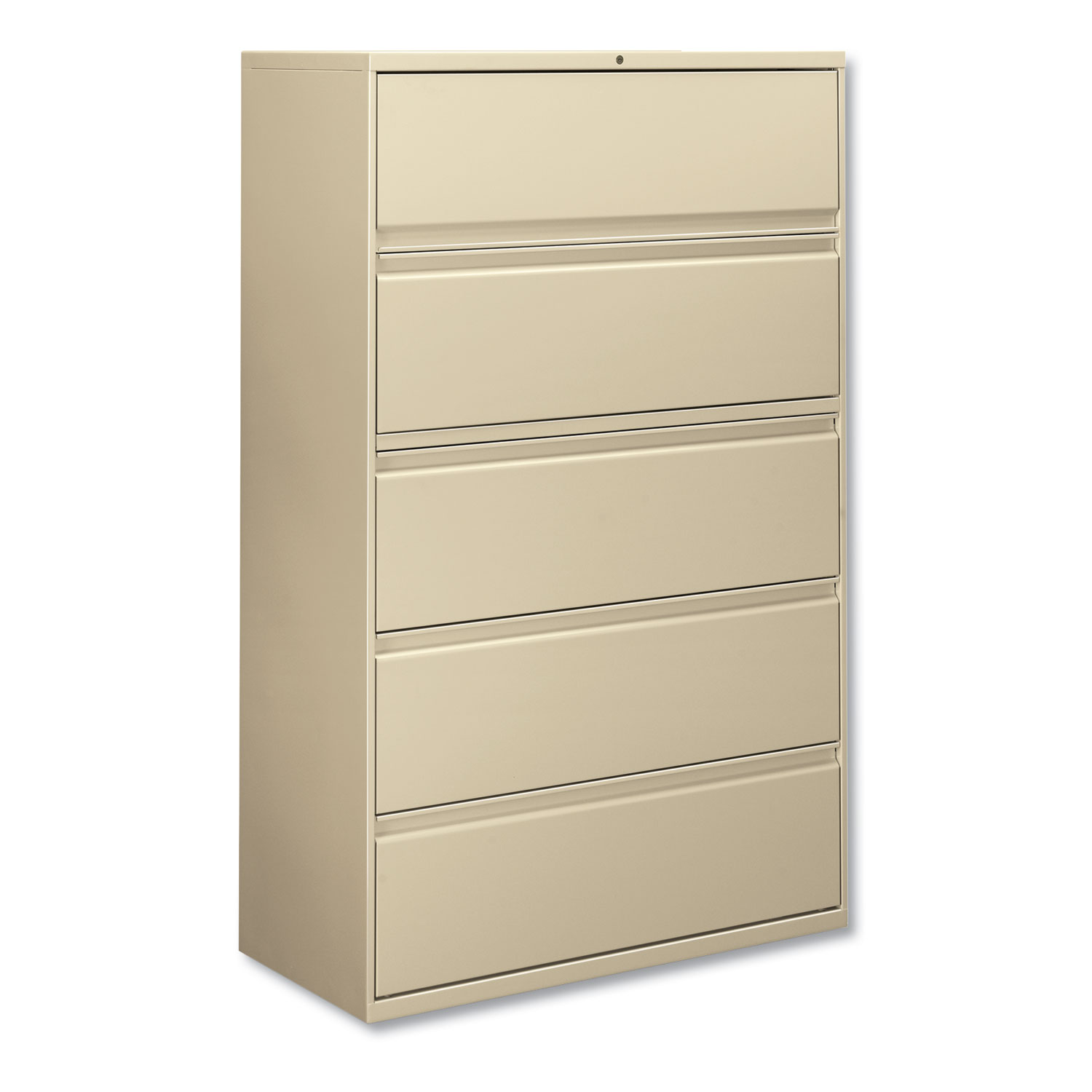 Five-Drawer Lateral File Cabinet, 42w x 18d x 64 1/4h, Putty