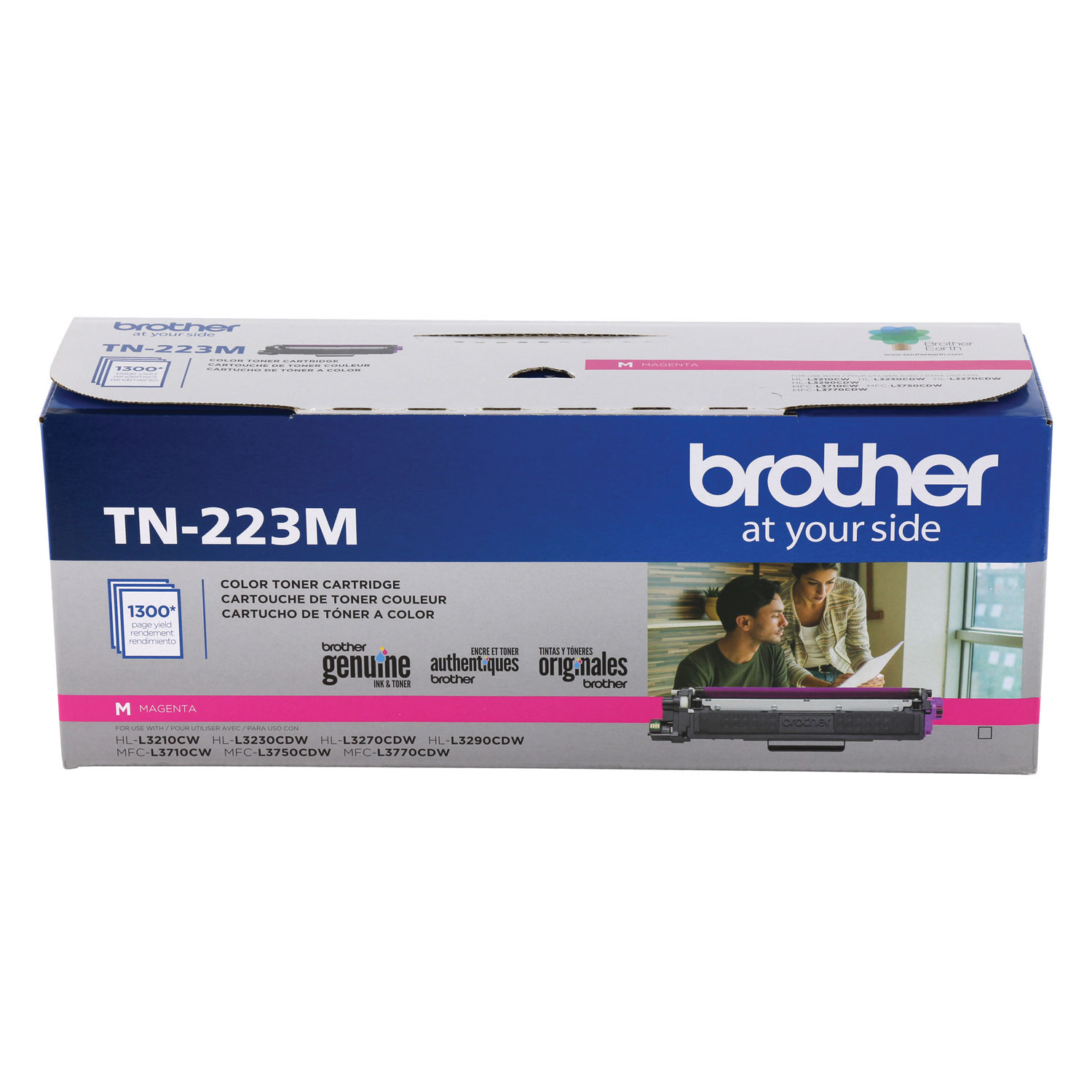 OEM Brother TN223M Toner Cartridge, Magenta, 1300-page, Use in HL-L3210CW  HL-L3230CDW HL-L3270CDW HL-L3290CDW MFC-L3710CW MFC-L3750CDW MFC-L3770CDW