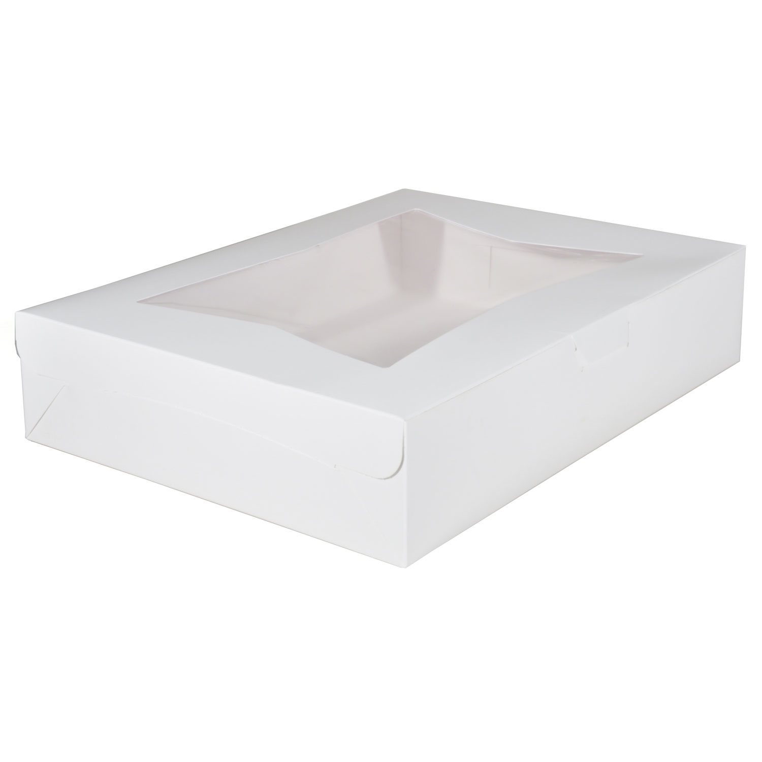 White Window Bakery Boxes with Tuck-in Lid, 19" x 14" x 6.5", White, Paper, 50/Carton