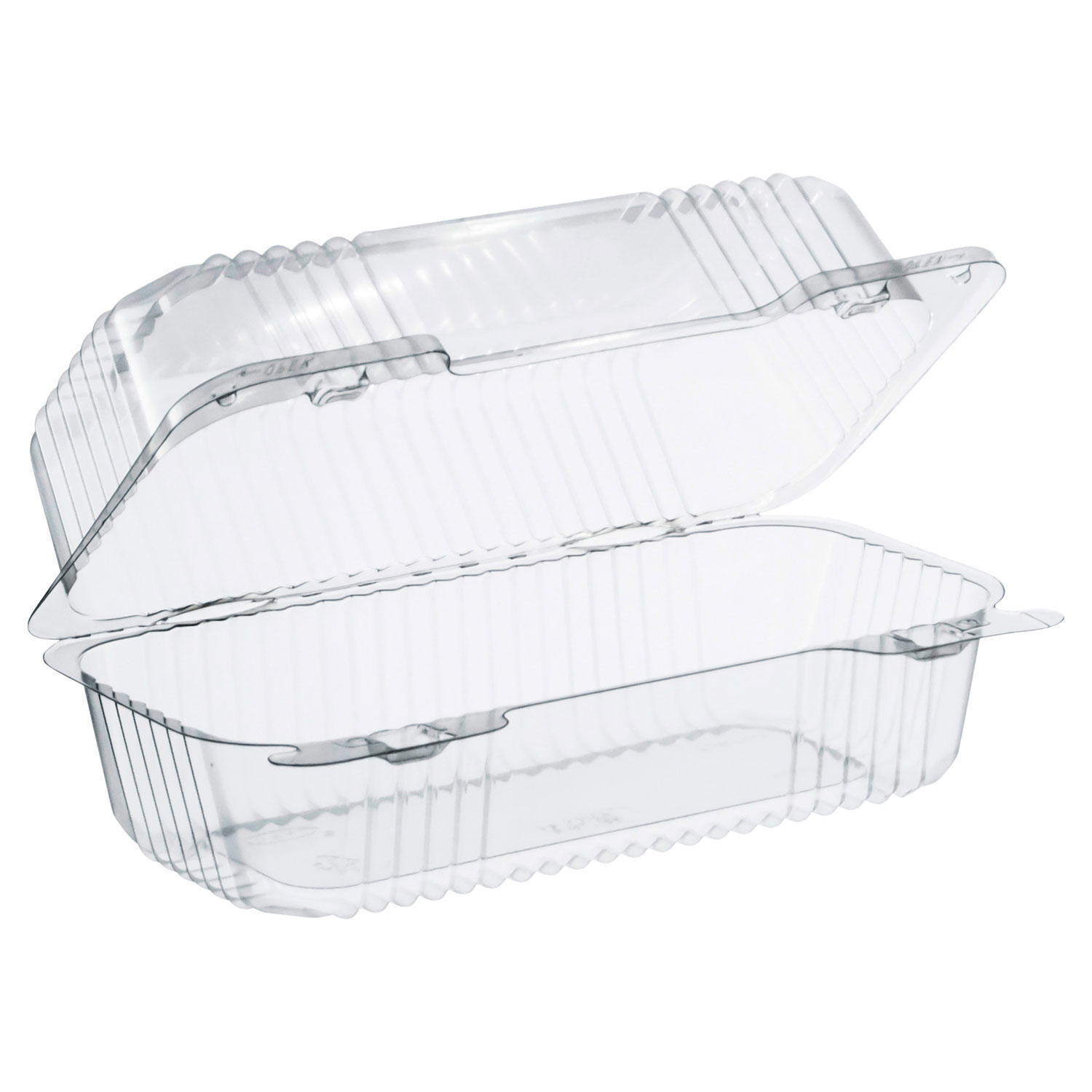 StayLock Clear Hinged Lid Containers, 4.5 x 8.5 x 3.6, Clear, Plastic, 250/Carton