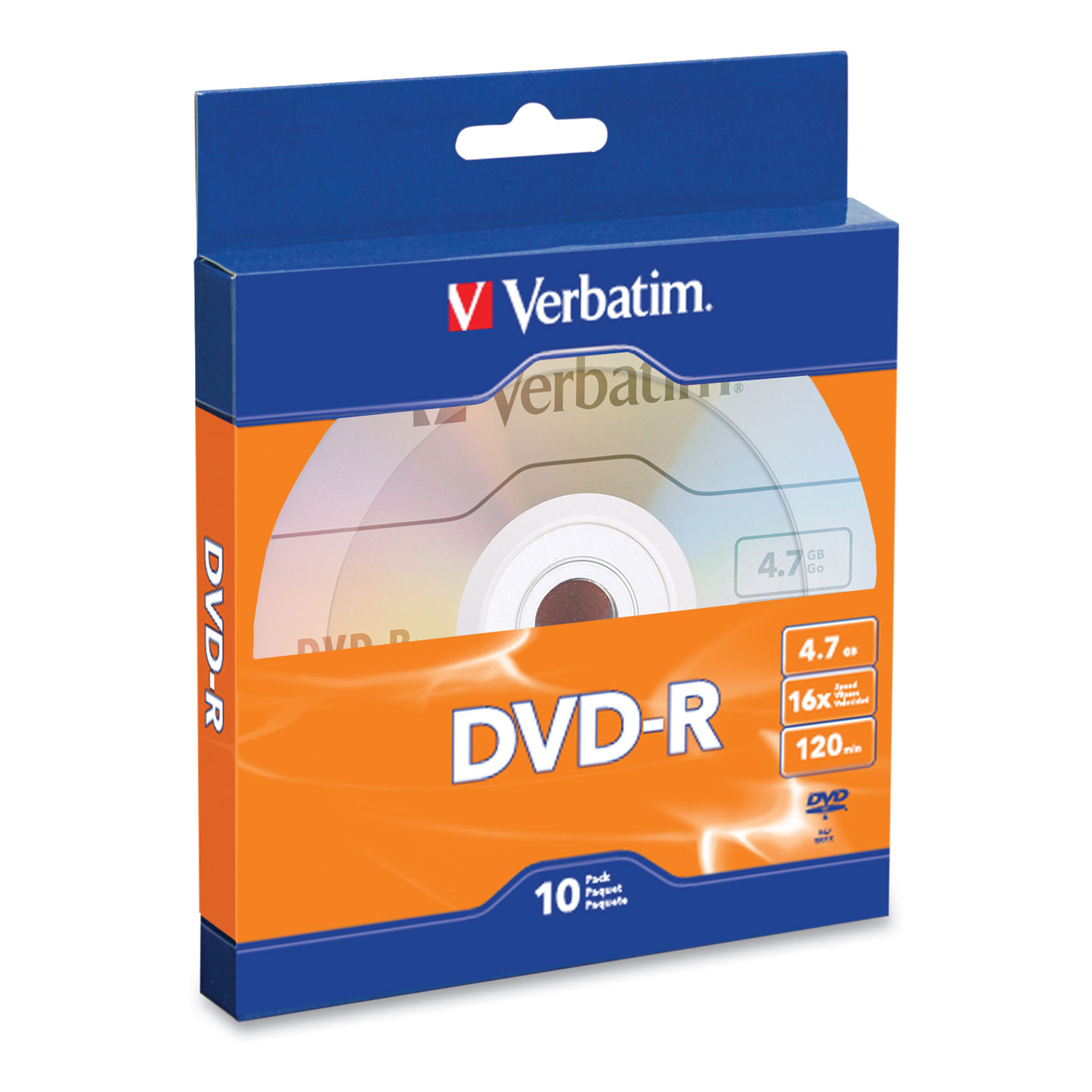  Verbatim 97957 DVD-R Recordable Disc, 4.7GB, 16x, Silver, 10/Pack (VER97957) 