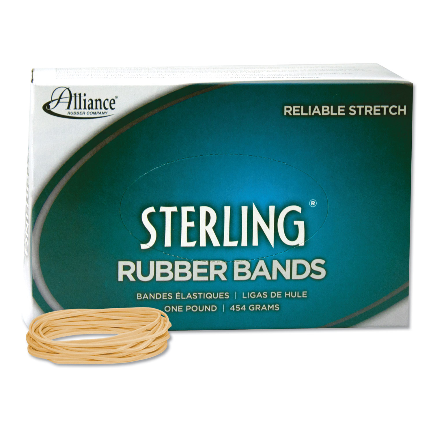  Alliance 24195 Sterling Rubber Bands, Size 19, 0.03 Gauge, Crepe, 1 lb Box, 1,700/Box (ALL24195) 