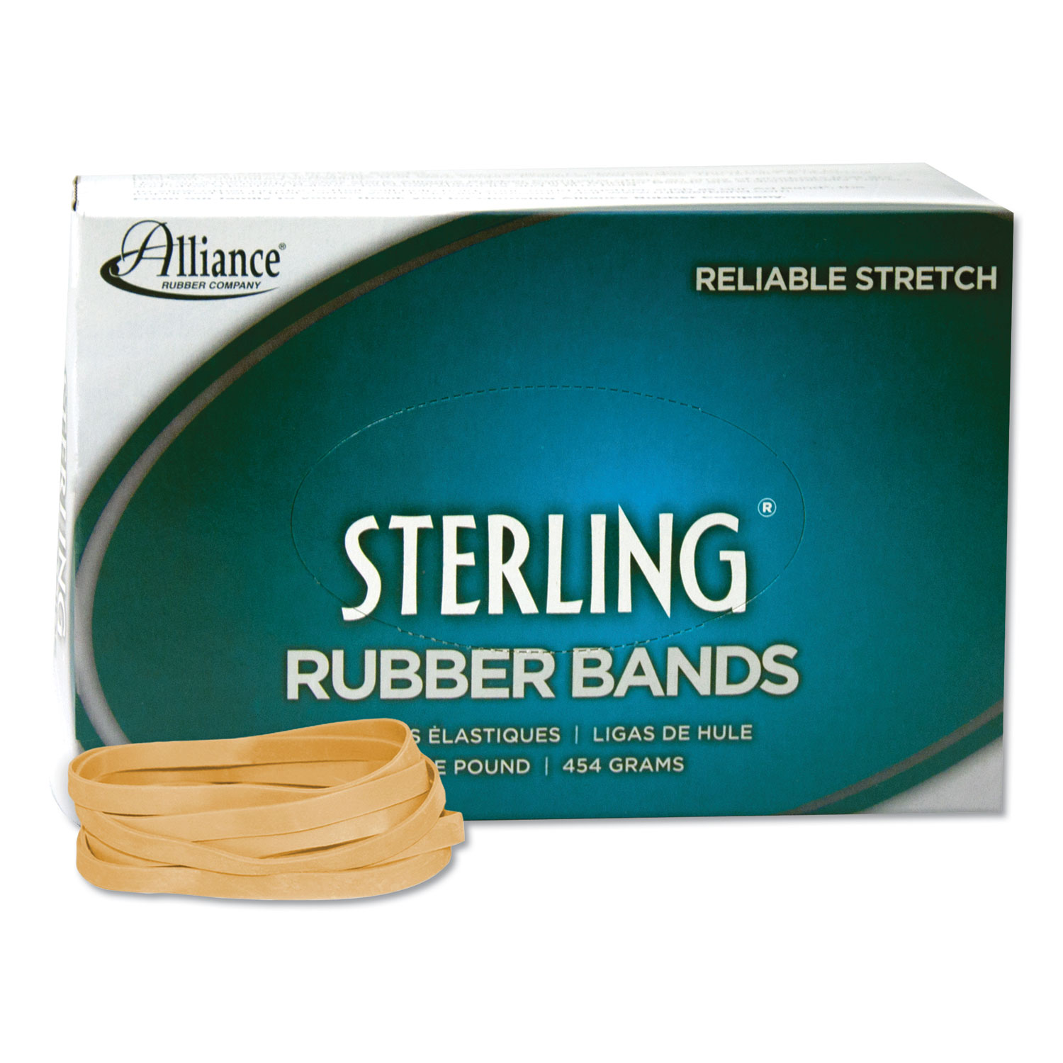  Alliance 24645 Sterling Rubber Bands, Size 64, 0.03 Gauge, Crepe, 1 lb Box, 425/Box (ALL24645) 