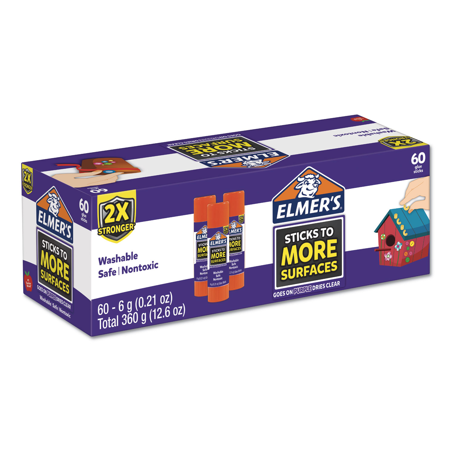  Elmer's 2027017 Extra-Strength School Glue Sticks, 0.21 oz, Dries Clear, 60/Pack (EPI2027017) 