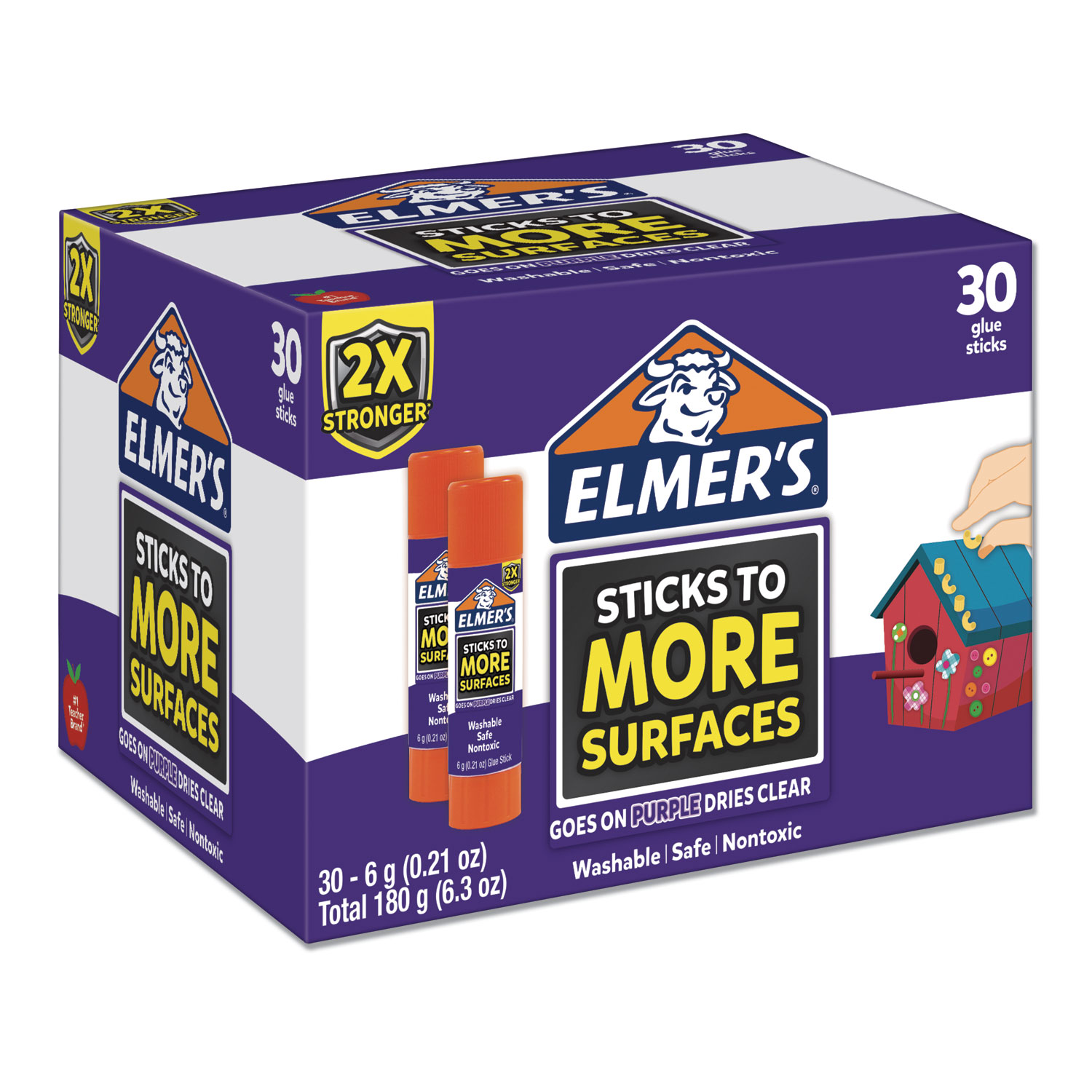  Elmer's 2044283 Extra-Strength School Glue Sticks, 0.21 oz, Dries Clear, 30/Pack (EPI2044283) 