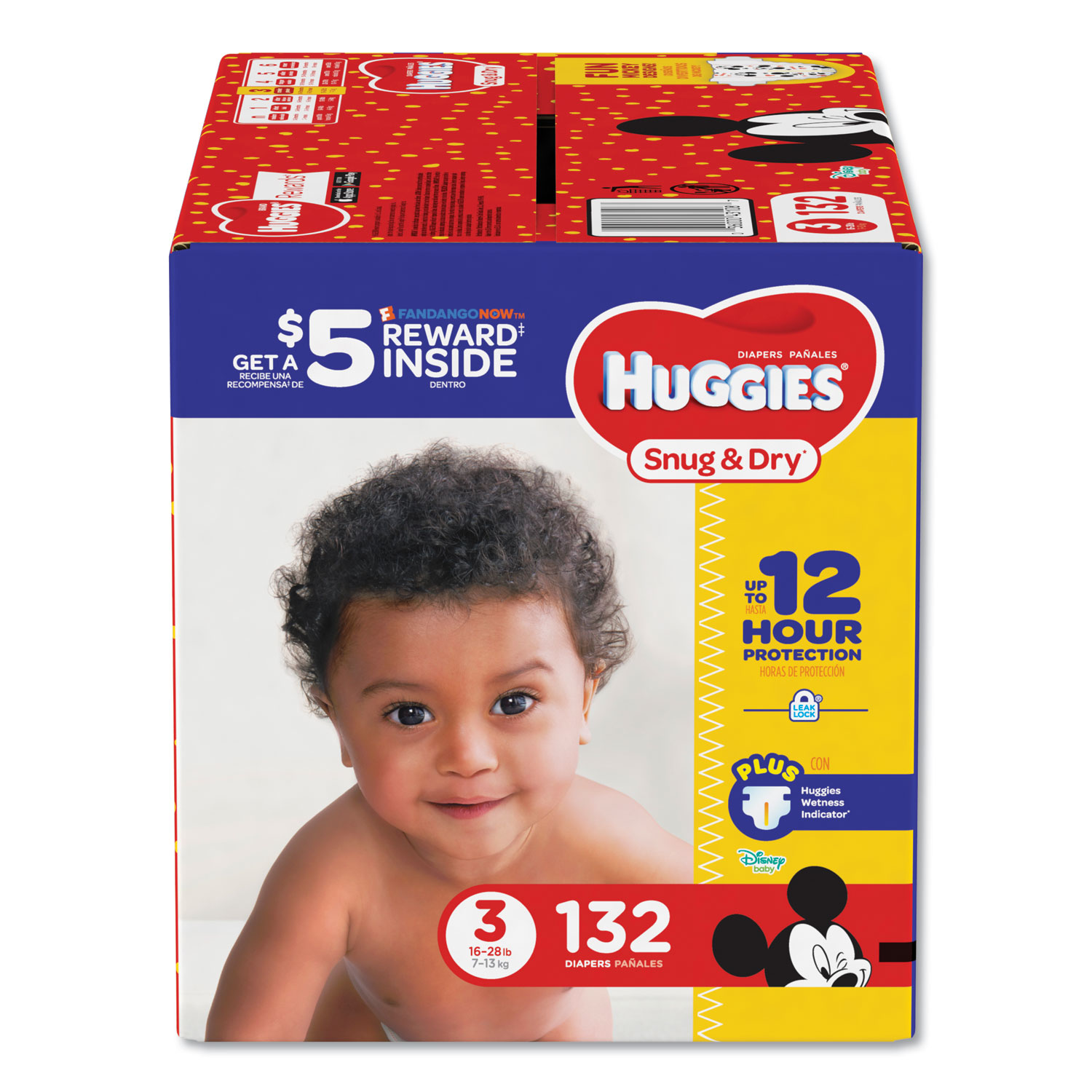  Huggies 43108 Snug and Dry Diapers, Size 3, 16 lbs to 28 lbs, 132/Pack (KCC43108) 