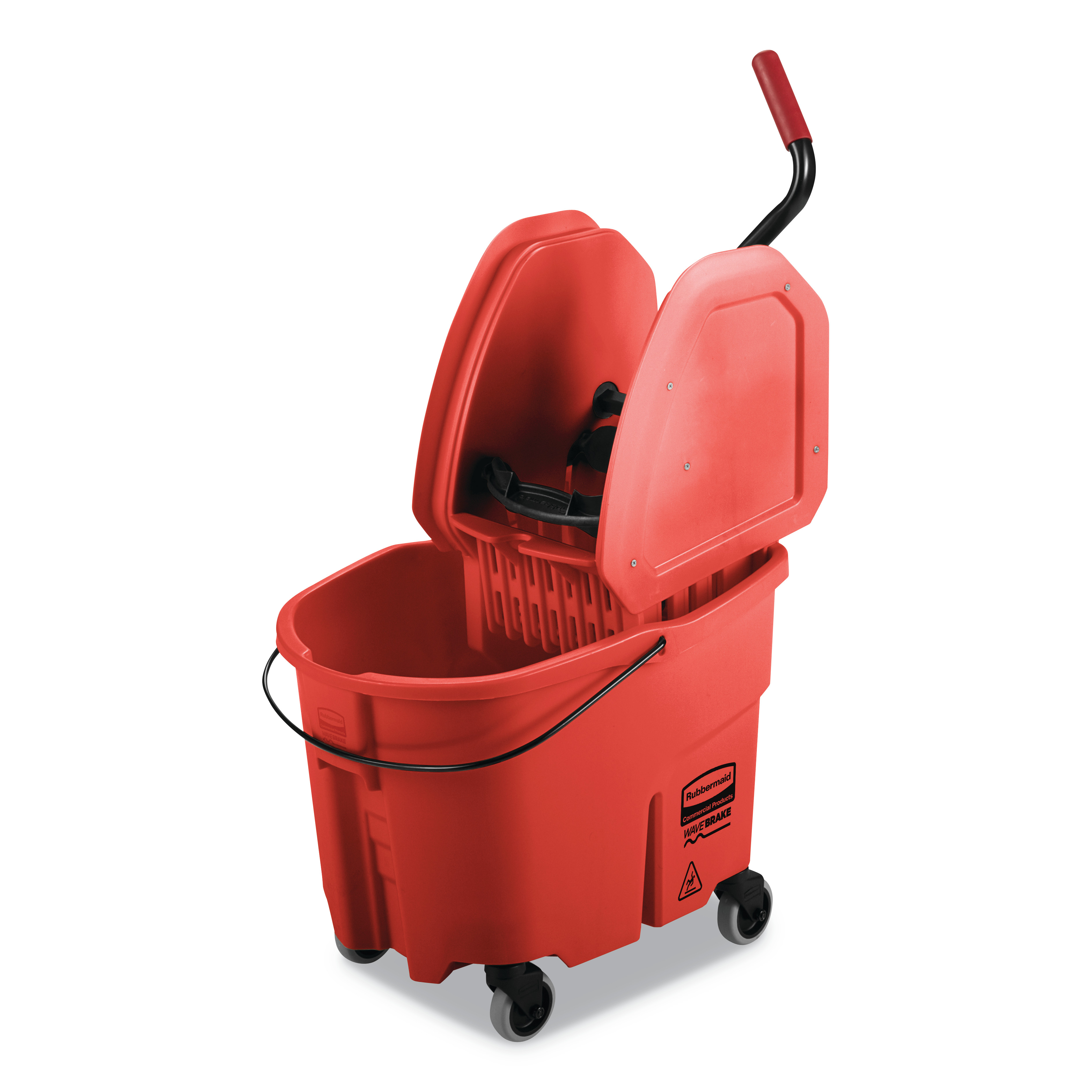  Rubbermaid Commercial FG757888RED WaveBrake 2.0 Bucket/Wringer Combos, 35 qt, Down Press, Plastic, Red (RCPFG757888RED) 