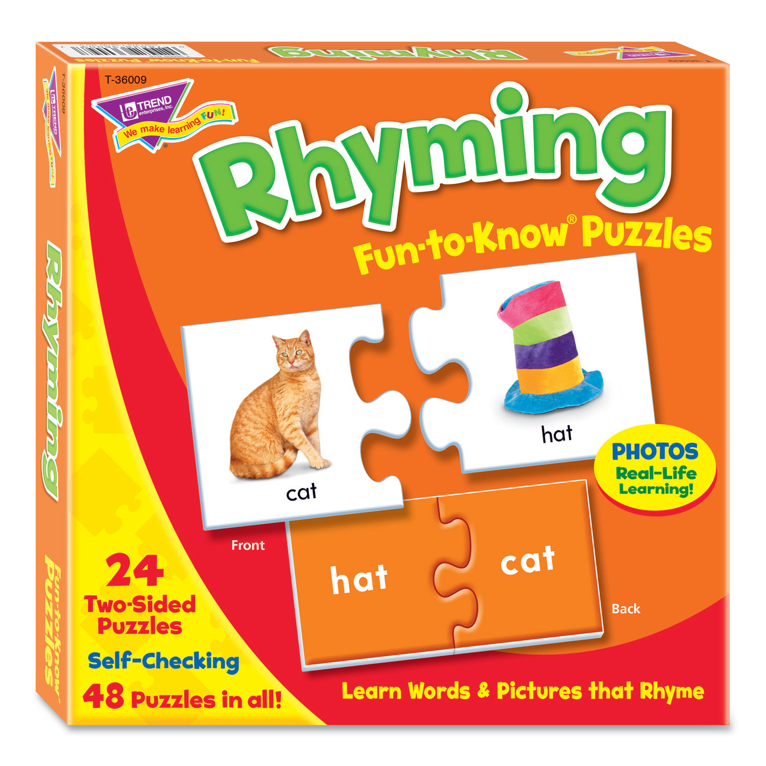  TREND T36009 Fun to Know Puzzles, Ages 3 to 9, 24 2-Sided Puzzles (TEPT36009) 