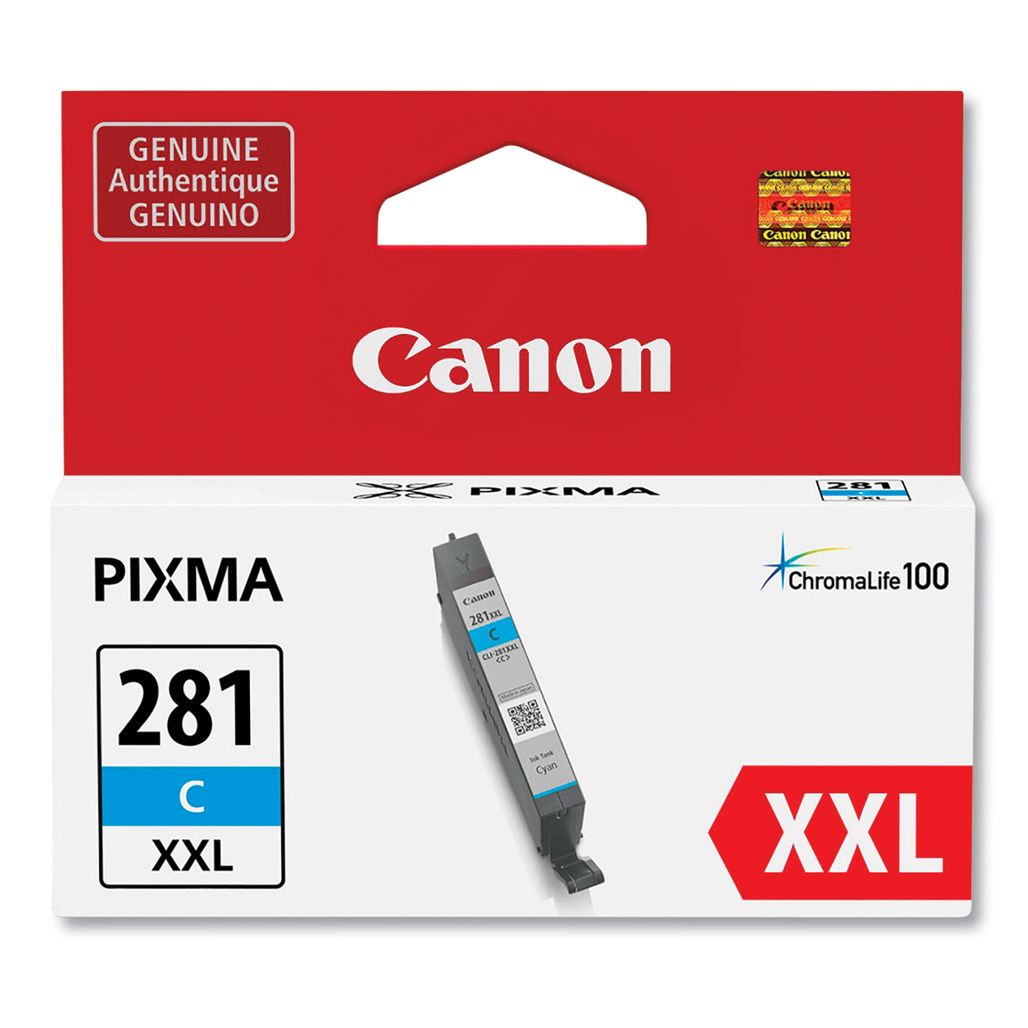  Canon 1980C001 1980C001 (CLI-281XXL) ChromaLife100 Ink, Cyan (CNM1980C001) 