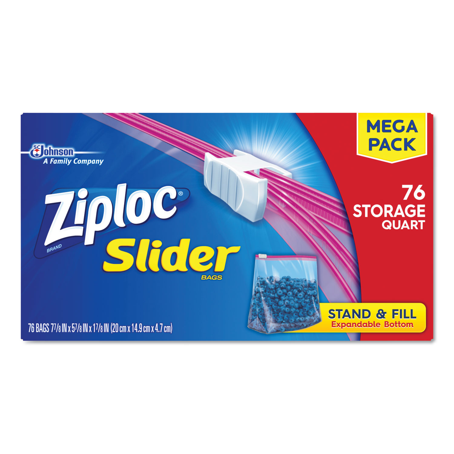  Ziploc 662102 Slider Storage Bags, 1 qt, 5.88 x 7.88, Clear, 9/Carton (SJN662102) 