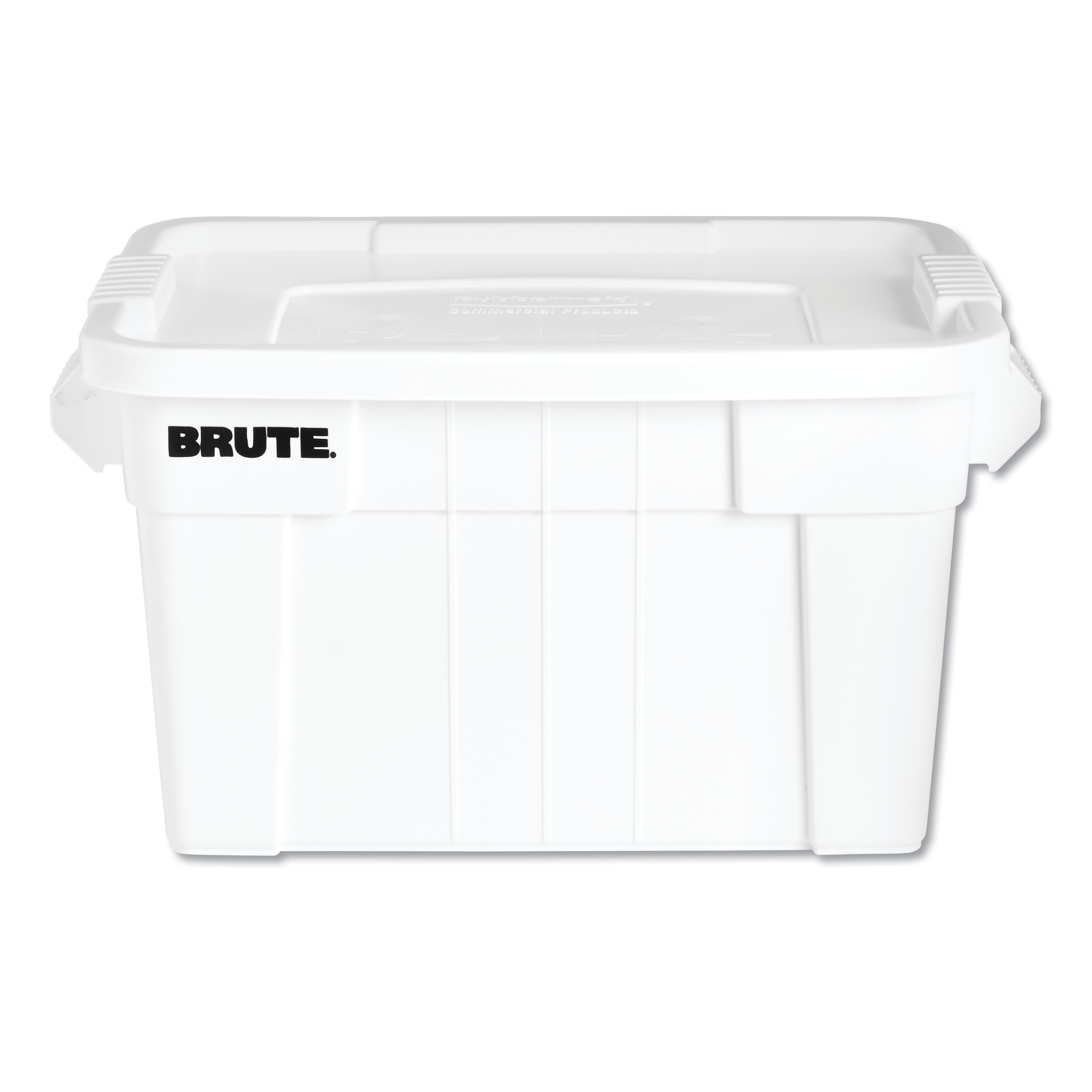BRUTE Tote with Lid, 20 gal, 27.9w x 17.4d x 15.1h, White, 6/Carton