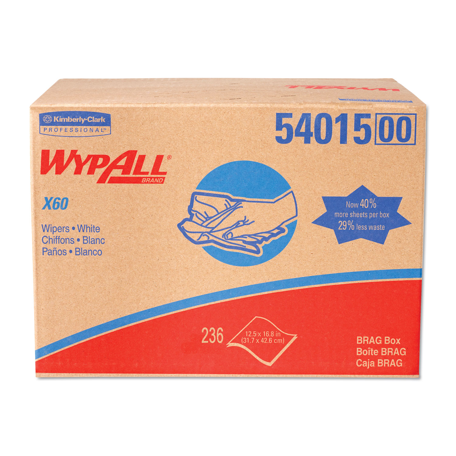  WypAll 54015 X60 Cloths, 16.8 x 12 1/2, 252/Carton (KCC54015) 