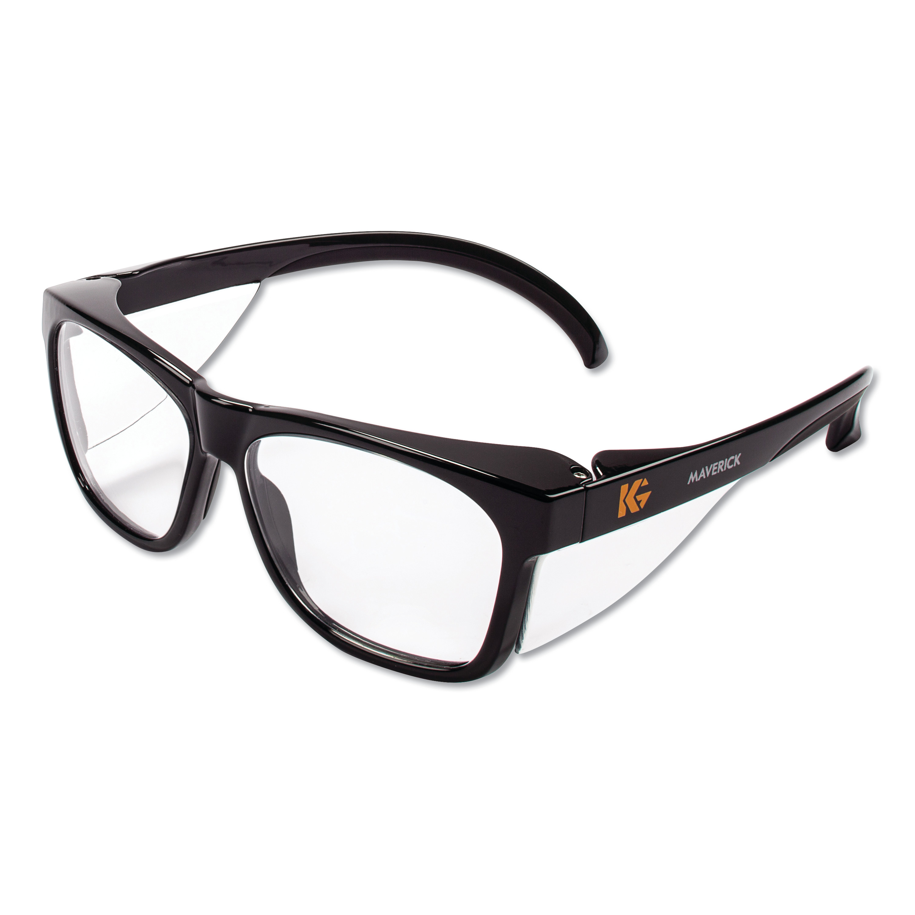  KleenGuard 49309 Maverick Safety Glasses, Black, Polycarbonate Frame, Clear Lens (KCC49309) 