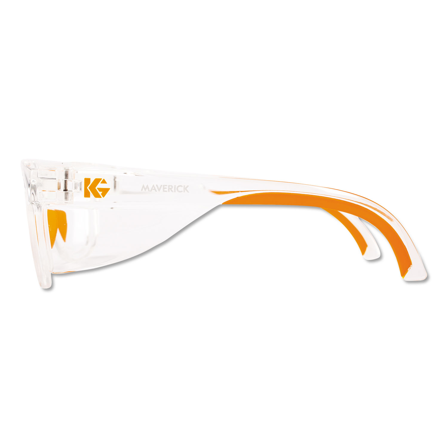 Maverick Safety Glasses, Clear/Orange, Polycarbonate Frame