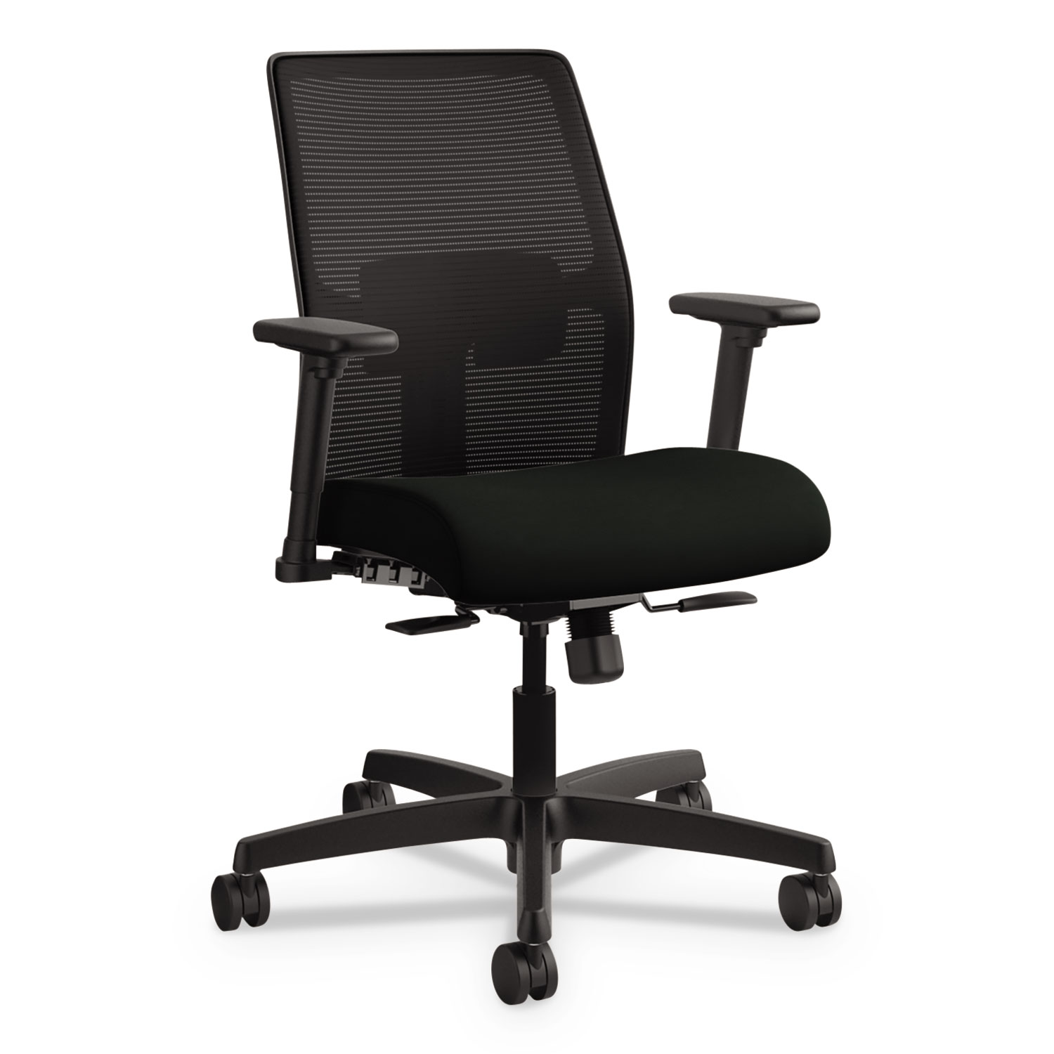 Ignition 2.0 4-Way Stretch Low-Back Mesh Task Chair, Supports up to 300 lbs, Black Seat/Back, Black Base