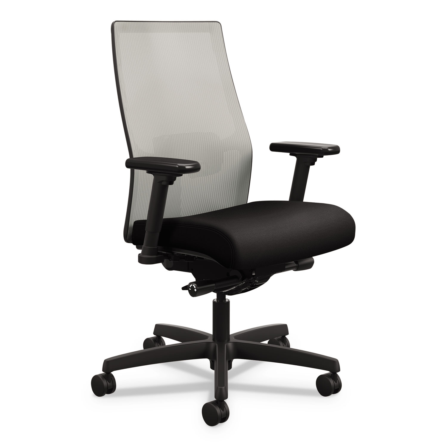 HON® Ignition 2.0 4-Way Stretch Mid-Back Mesh Task Chair, Supports up to 300 lbs., Black Seat, Fog Back, Black Base