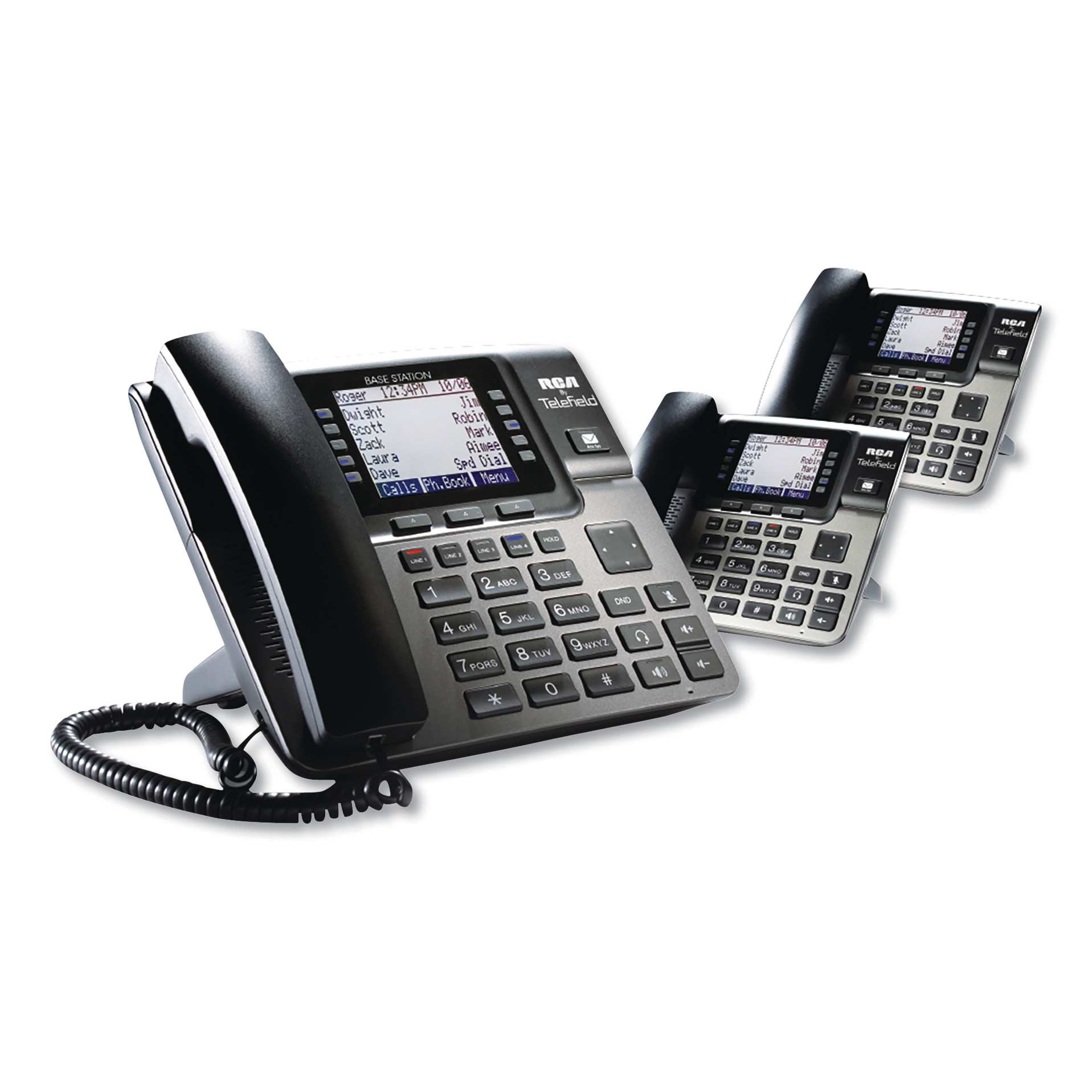  RCA U10002DS Unison 1-4 Line Wireless Phone System Bundle, 2 Additional Deskphones (RCAU10002DS) 