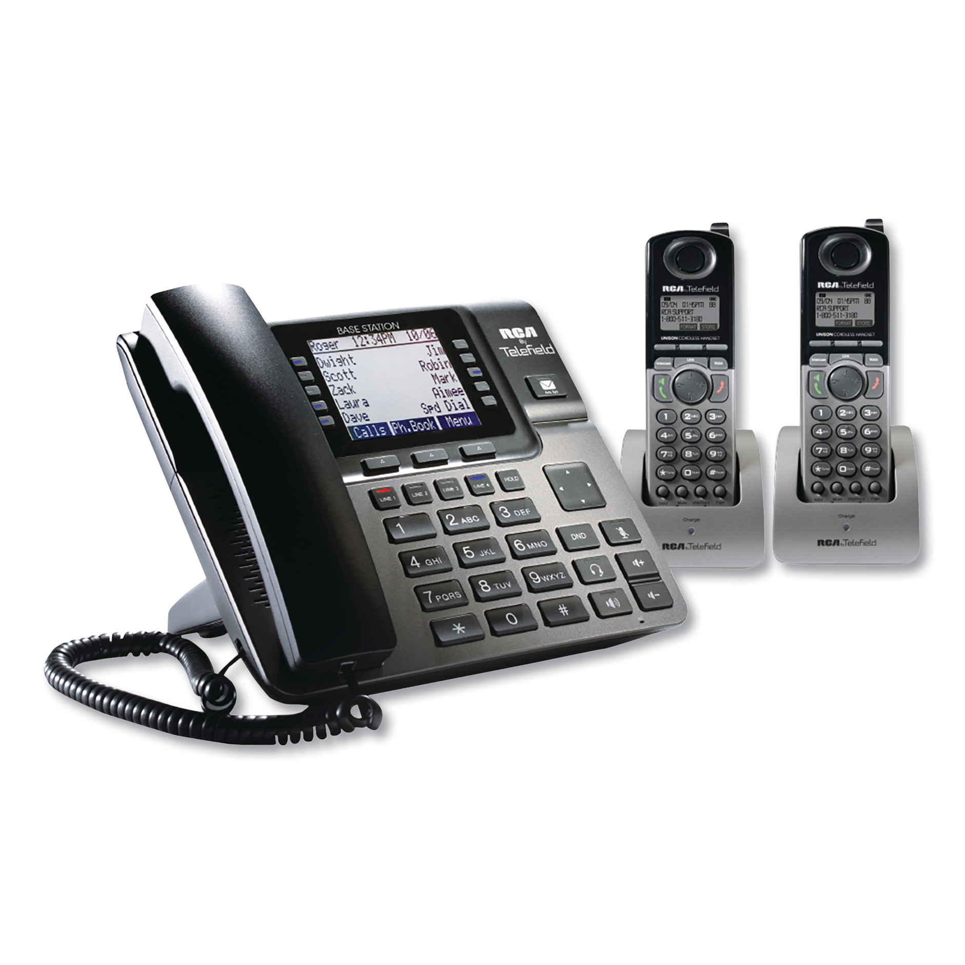  RCA U10002HS Unison 1-4 Line Wireless Phone System Bundle, 2 Additional Cordless Handsets (RCAU10002HS) 