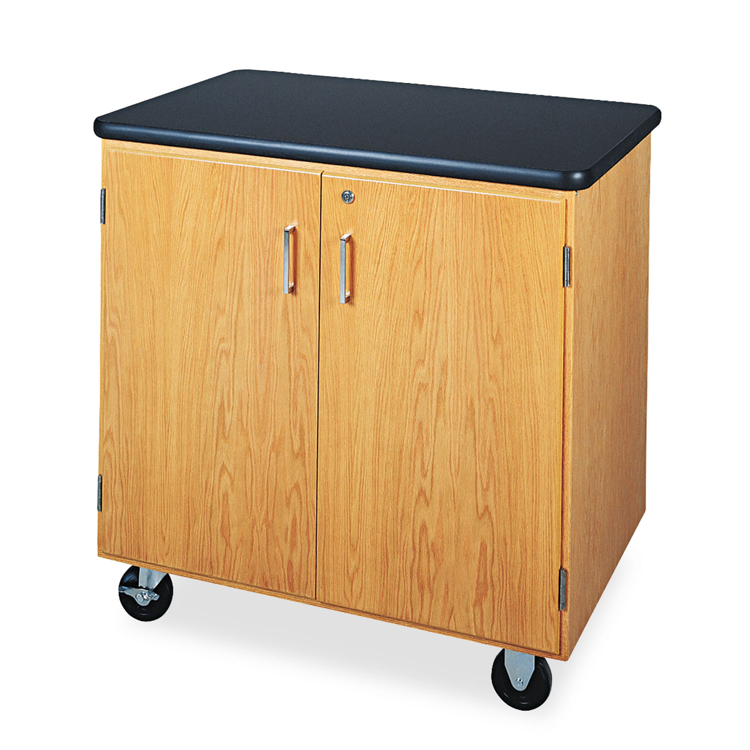  Diversified Woodcrafts 4401K Mobile Storage Cabinet, 36w x 24d x 36h, Black/Oak (DVW4401K) 