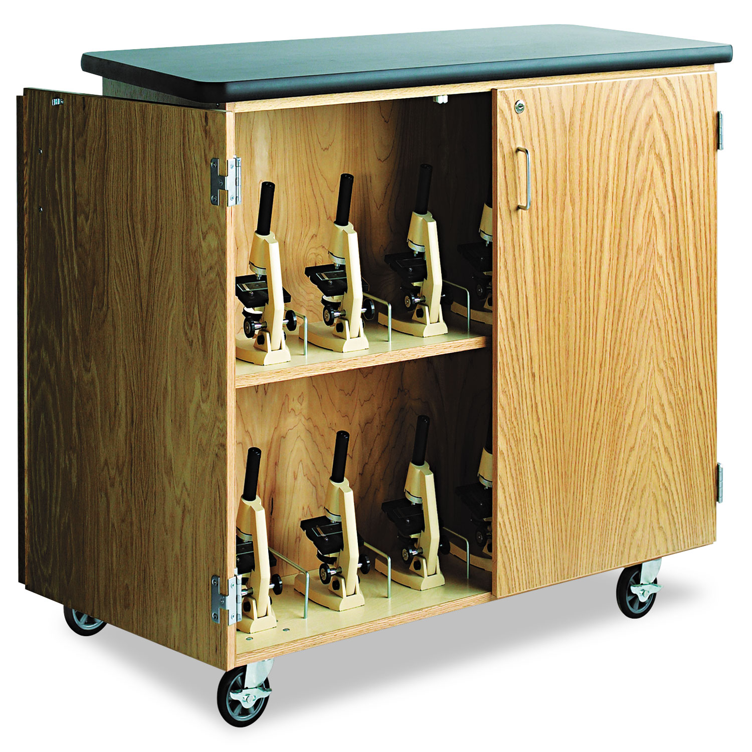  Diversified Woodcrafts 4701K Mobile Microscope Storage Cabinet, 48w x 24d x 40-1/2h, Black/Oak (DVW4701K) 